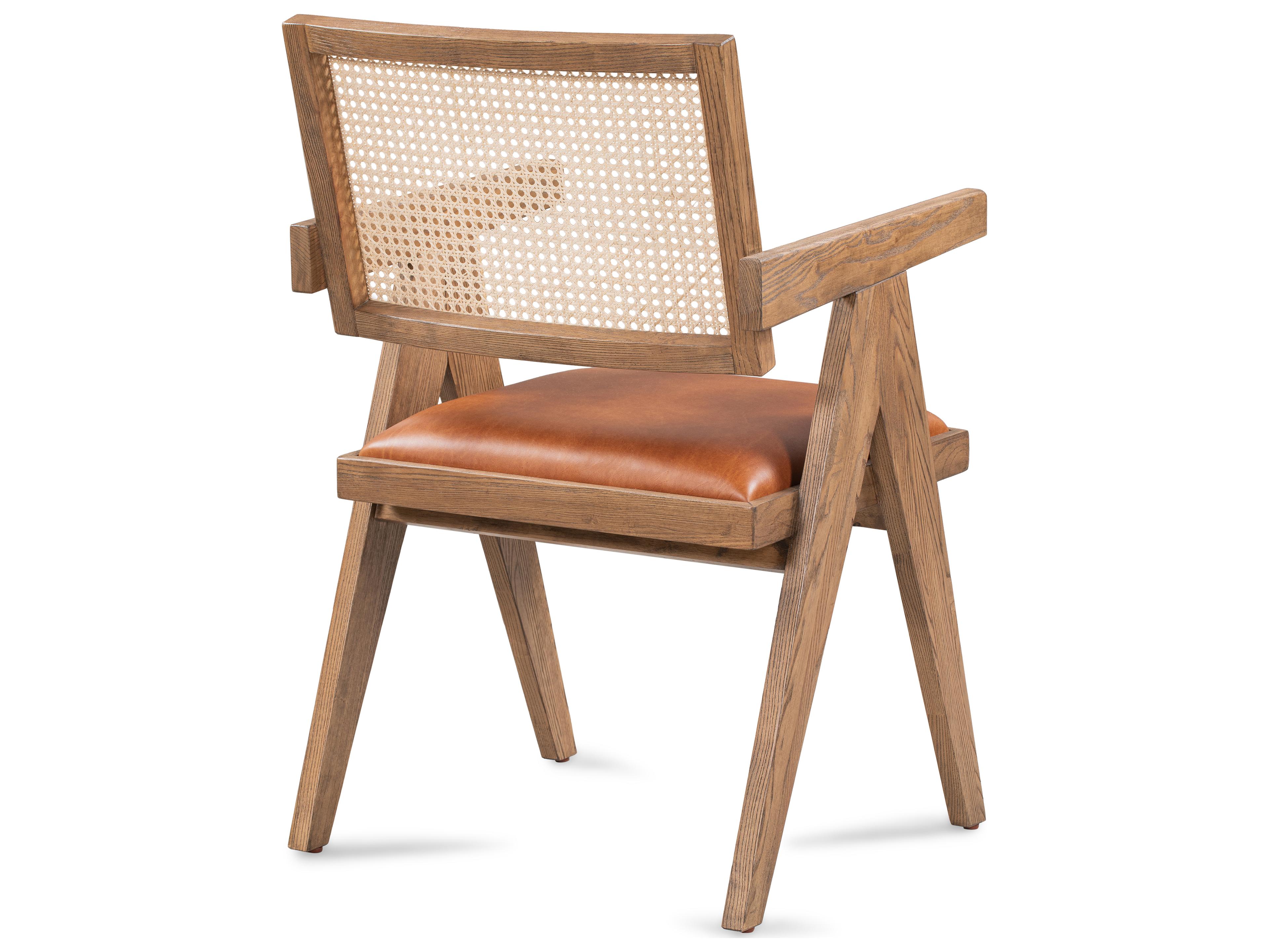 Classic Home Douglas Ash Wood Natural Leather Arm Dining Chair