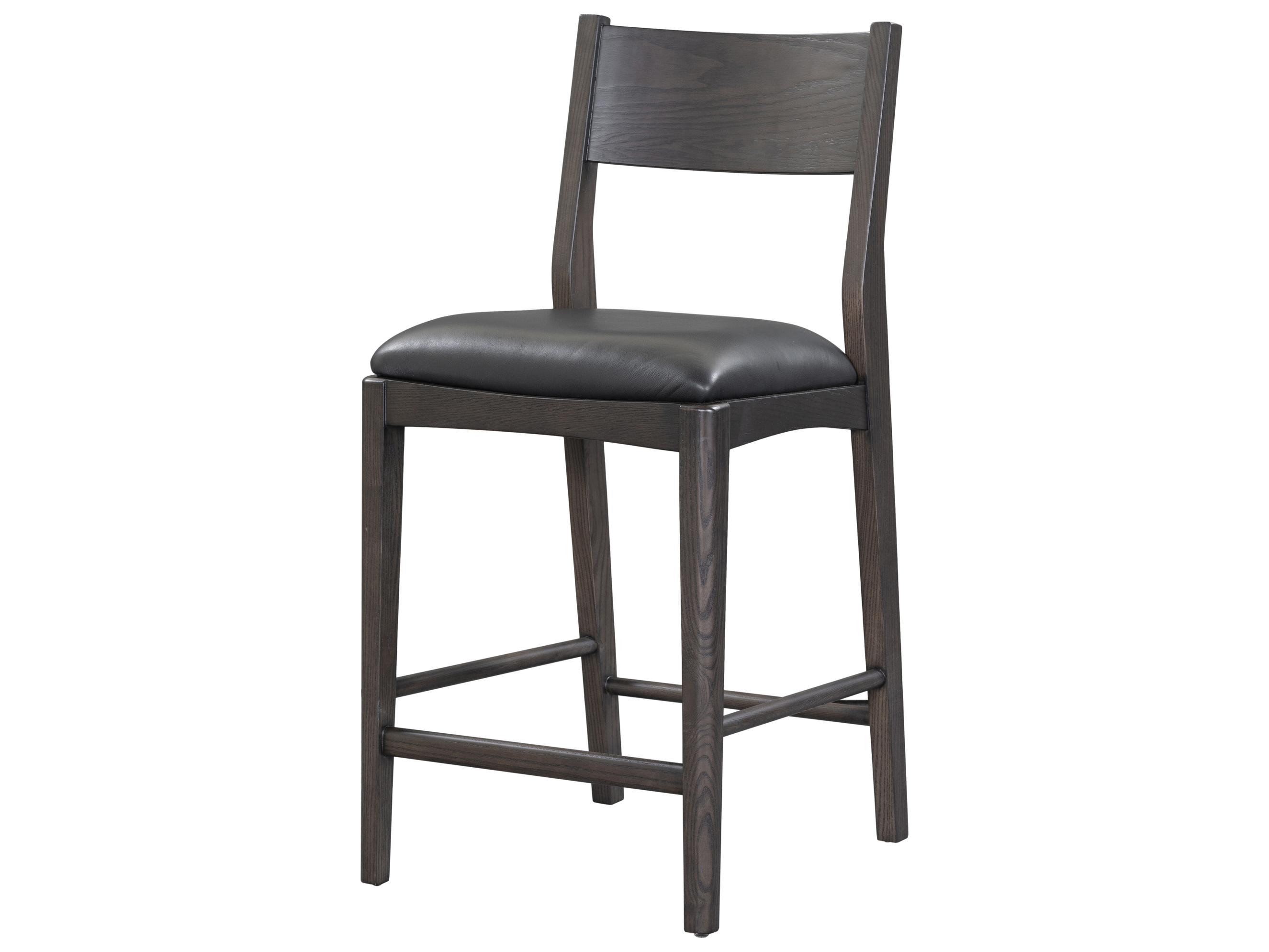 Classic Home Rooney Black Leather Ash Wood Counter Stool