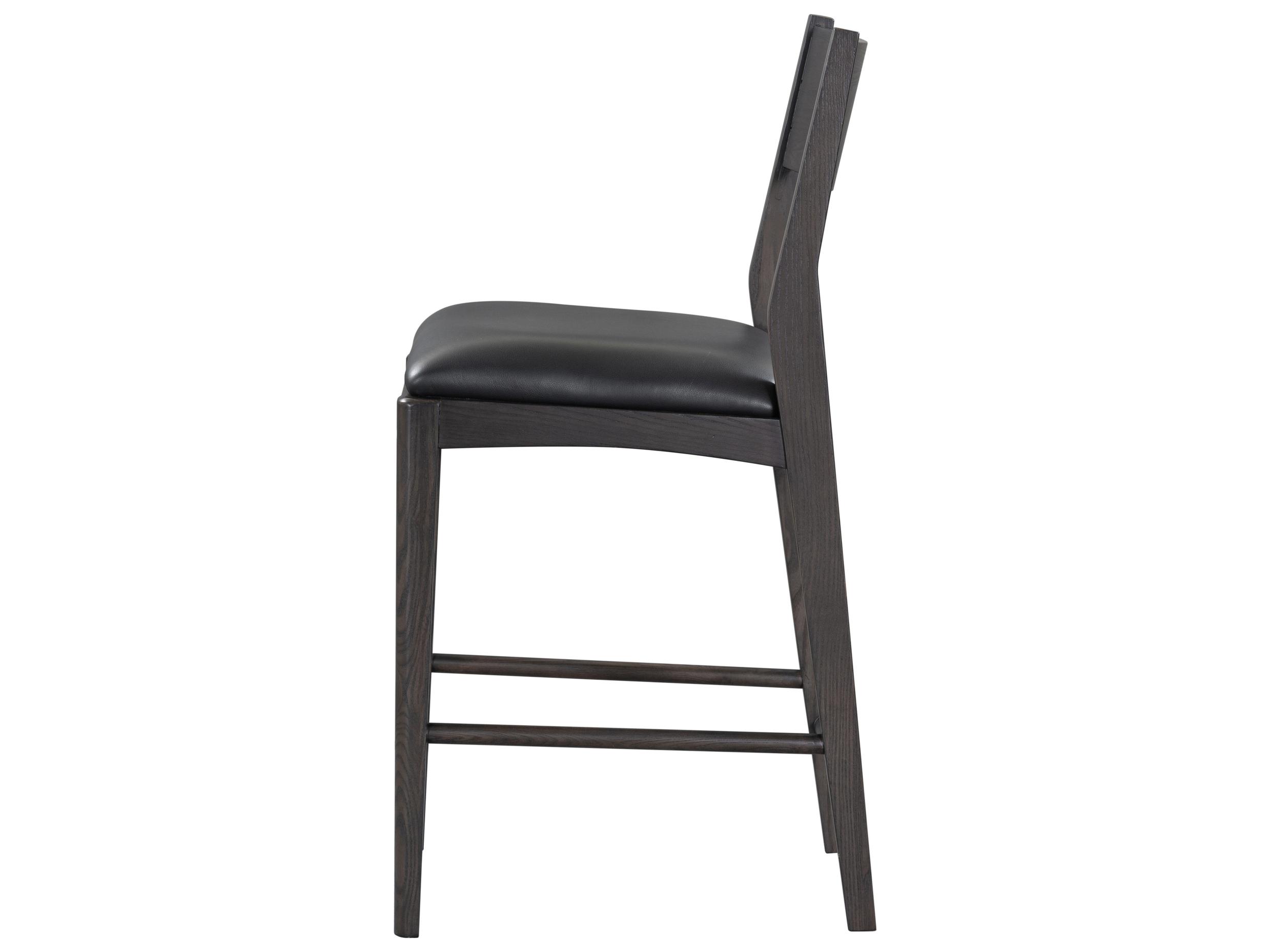 Classic Home Rooney Black Leather Ash Wood Counter Stool