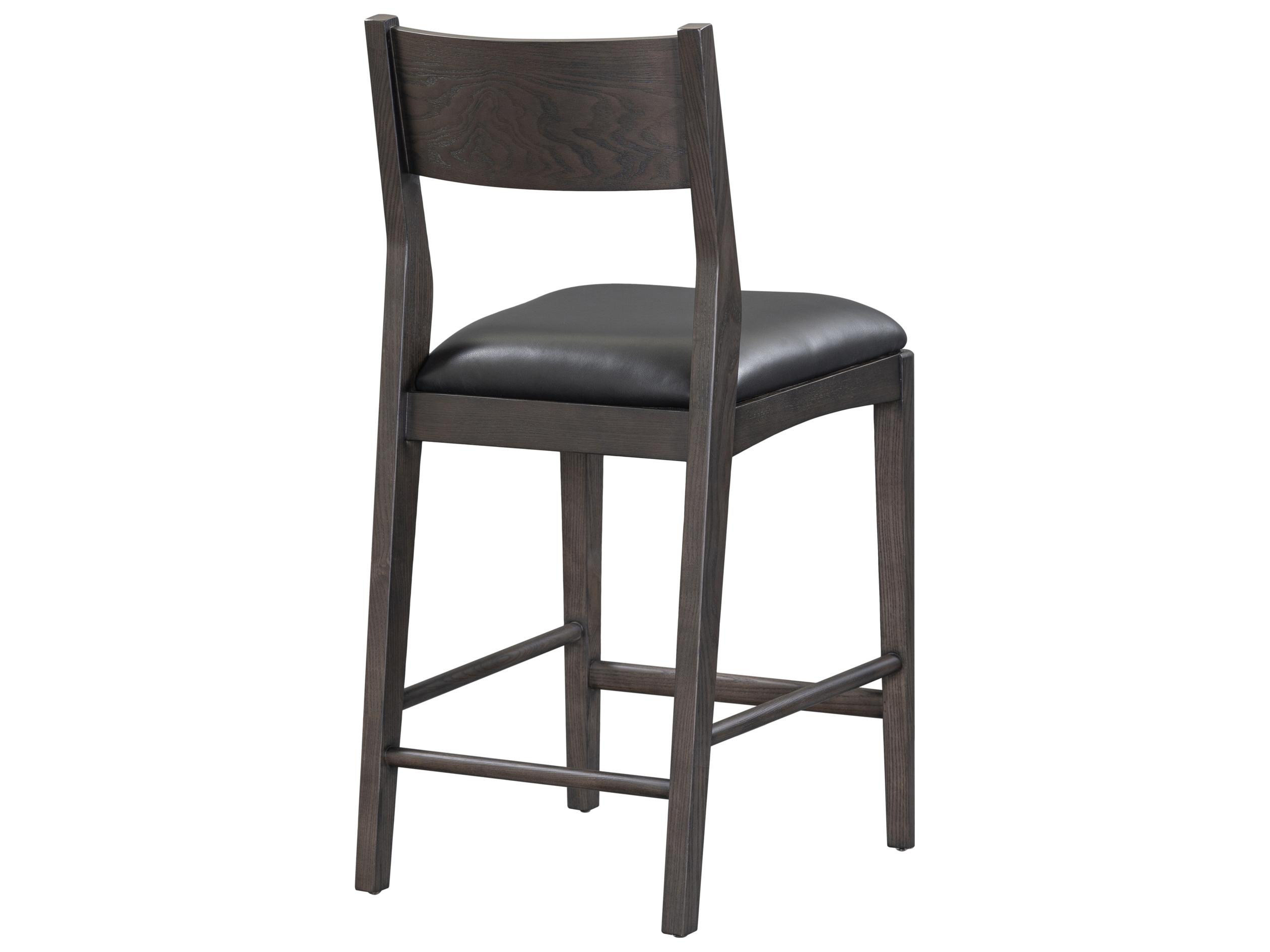 Classic Home Rooney Black Leather Ash Wood Counter Stool