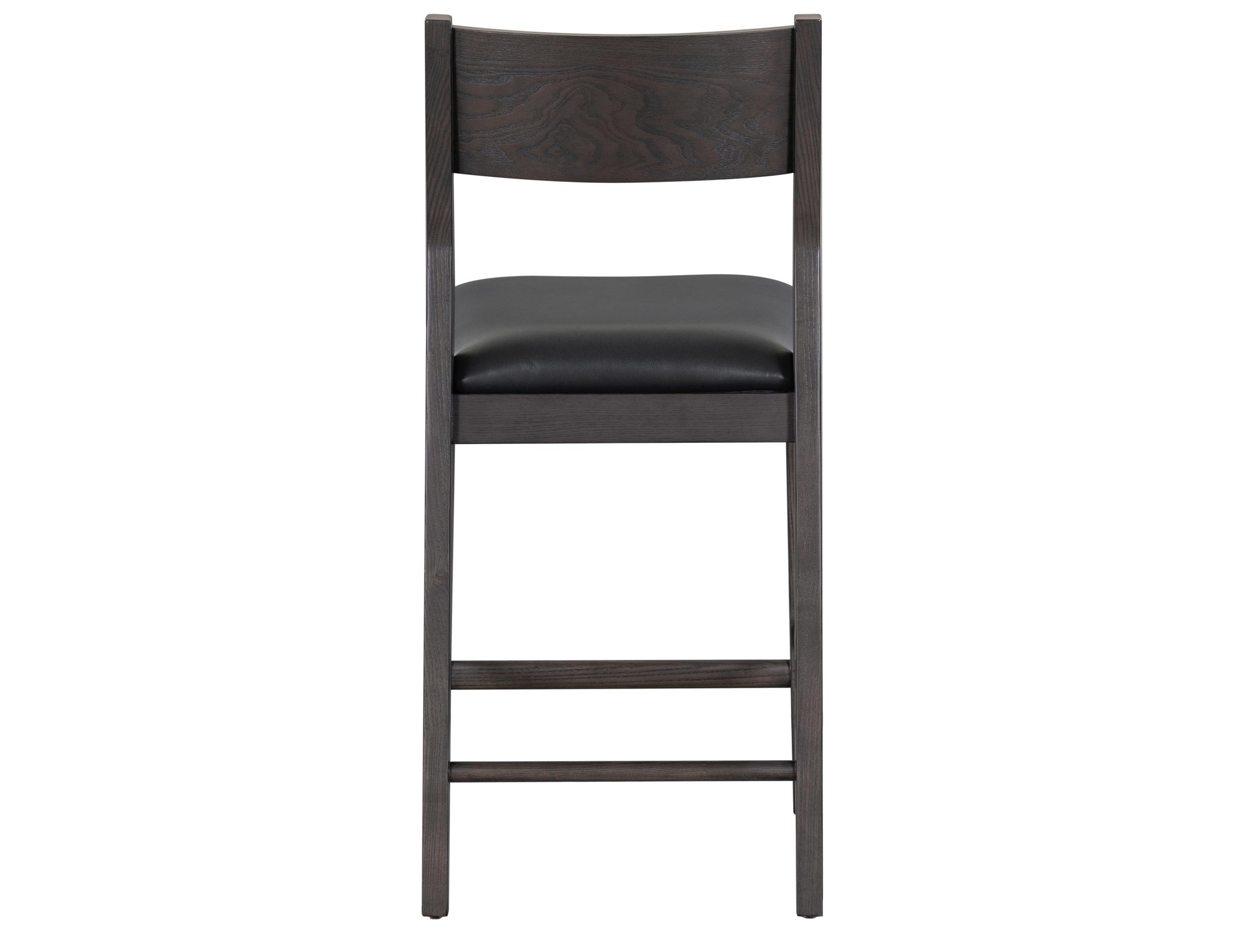 Classic Home Rooney Black Leather Ash Wood Counter Stool