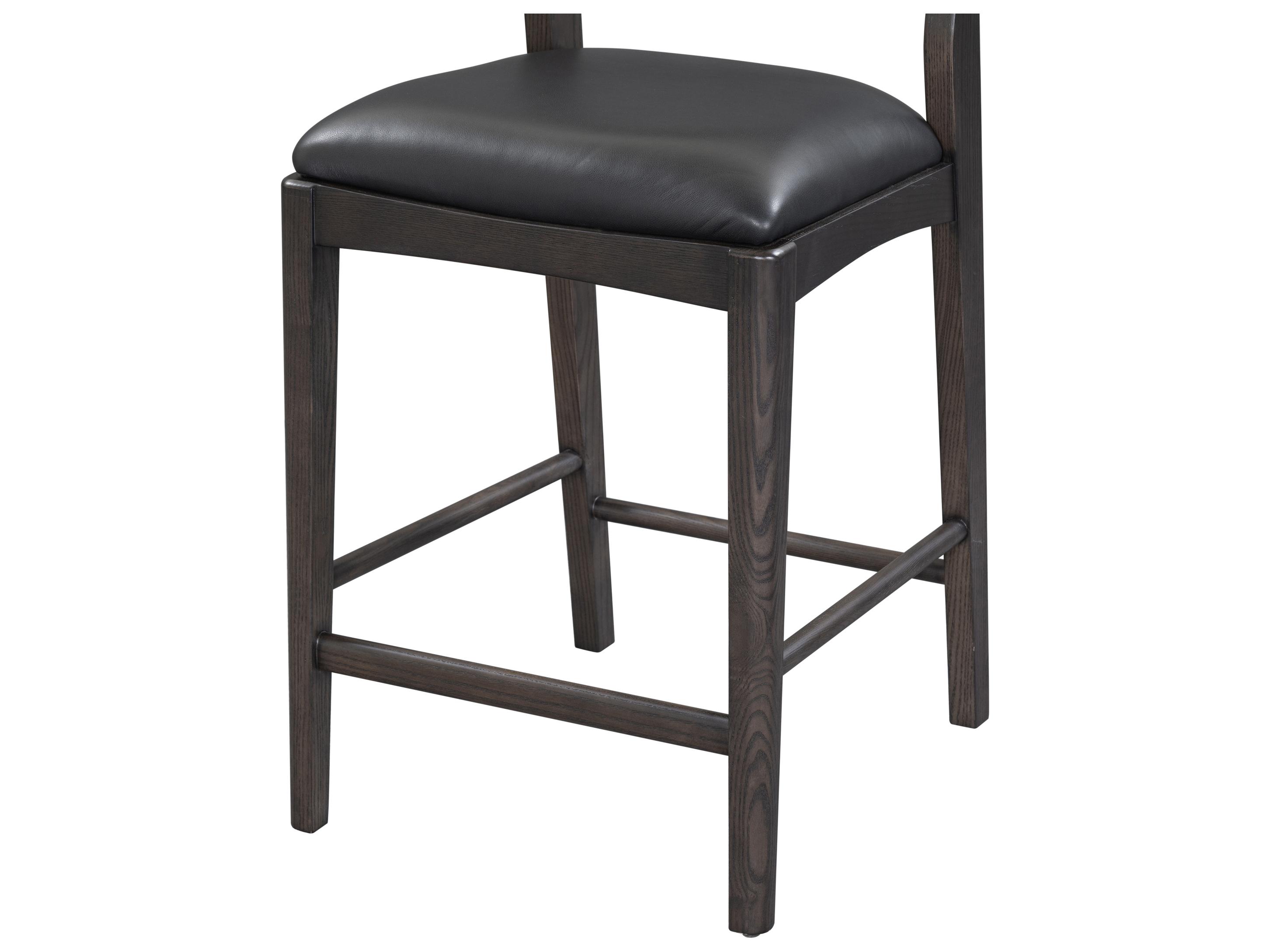 Classic Home Rooney Black Leather Ash Wood Counter Stool