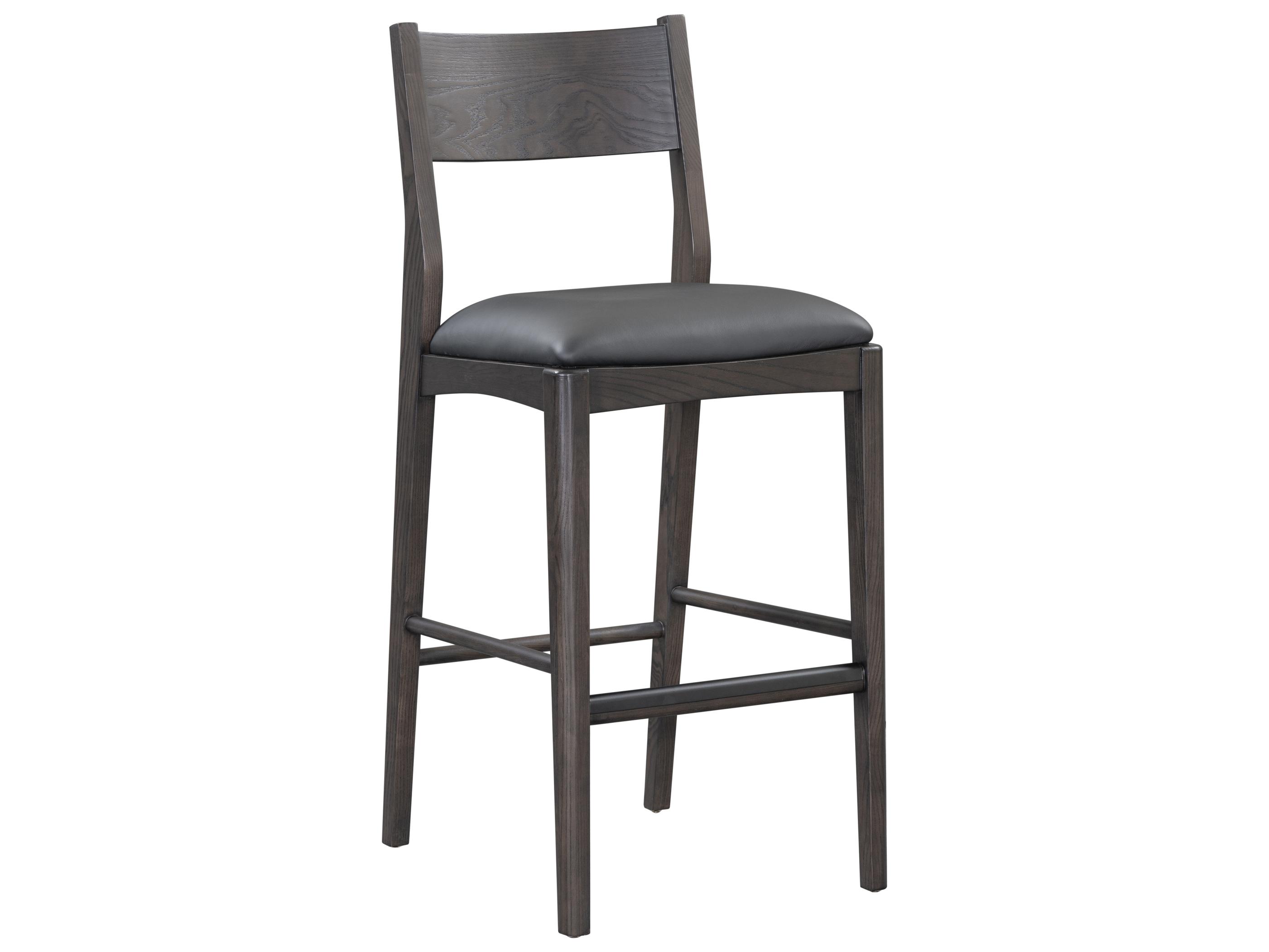 Classic Home Rooney Black Leather Ash Wood Bar Stool