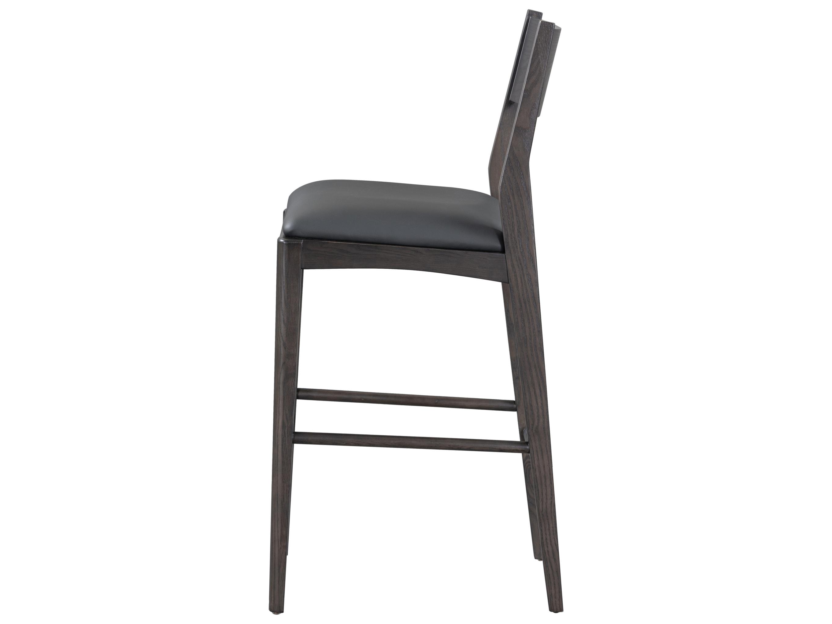 Classic Home Rooney Black Leather Ash Wood Bar Stool