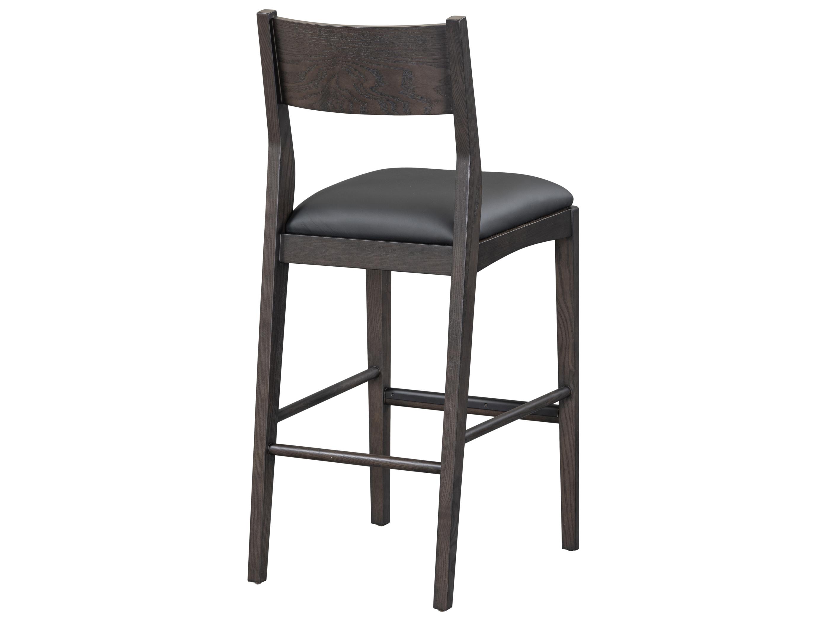 Classic Home Rooney Black Leather Ash Wood Bar Stool