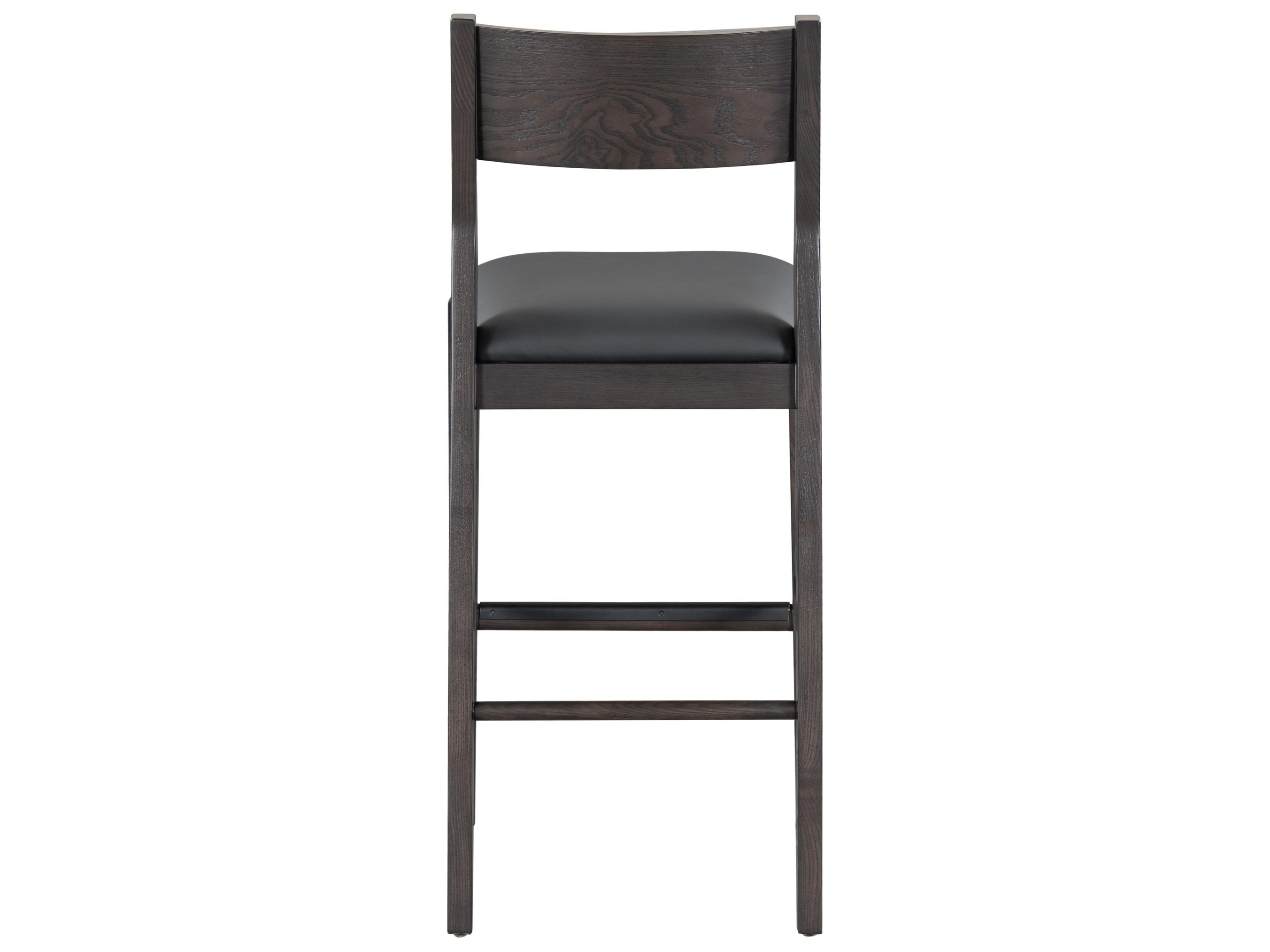 Classic Home Rooney Black Leather Ash Wood Bar Stool
