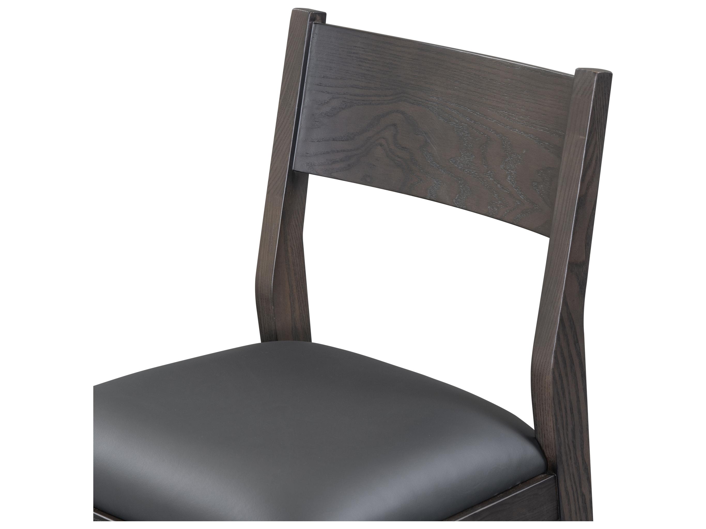 Classic Home Rooney Black Leather Ash Wood Bar Stool