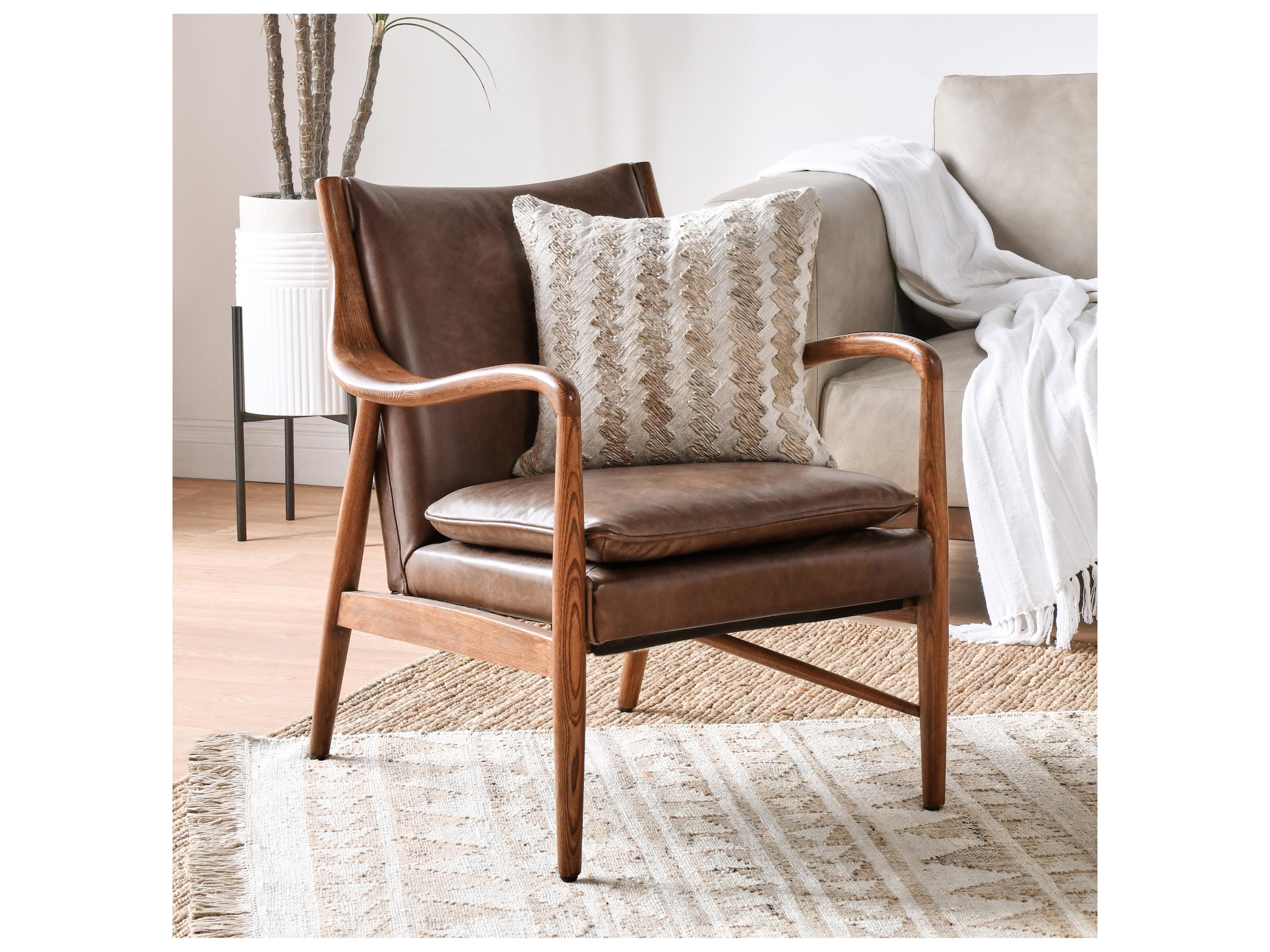 Classic Home Kiannah Brown Leather Accent Chair