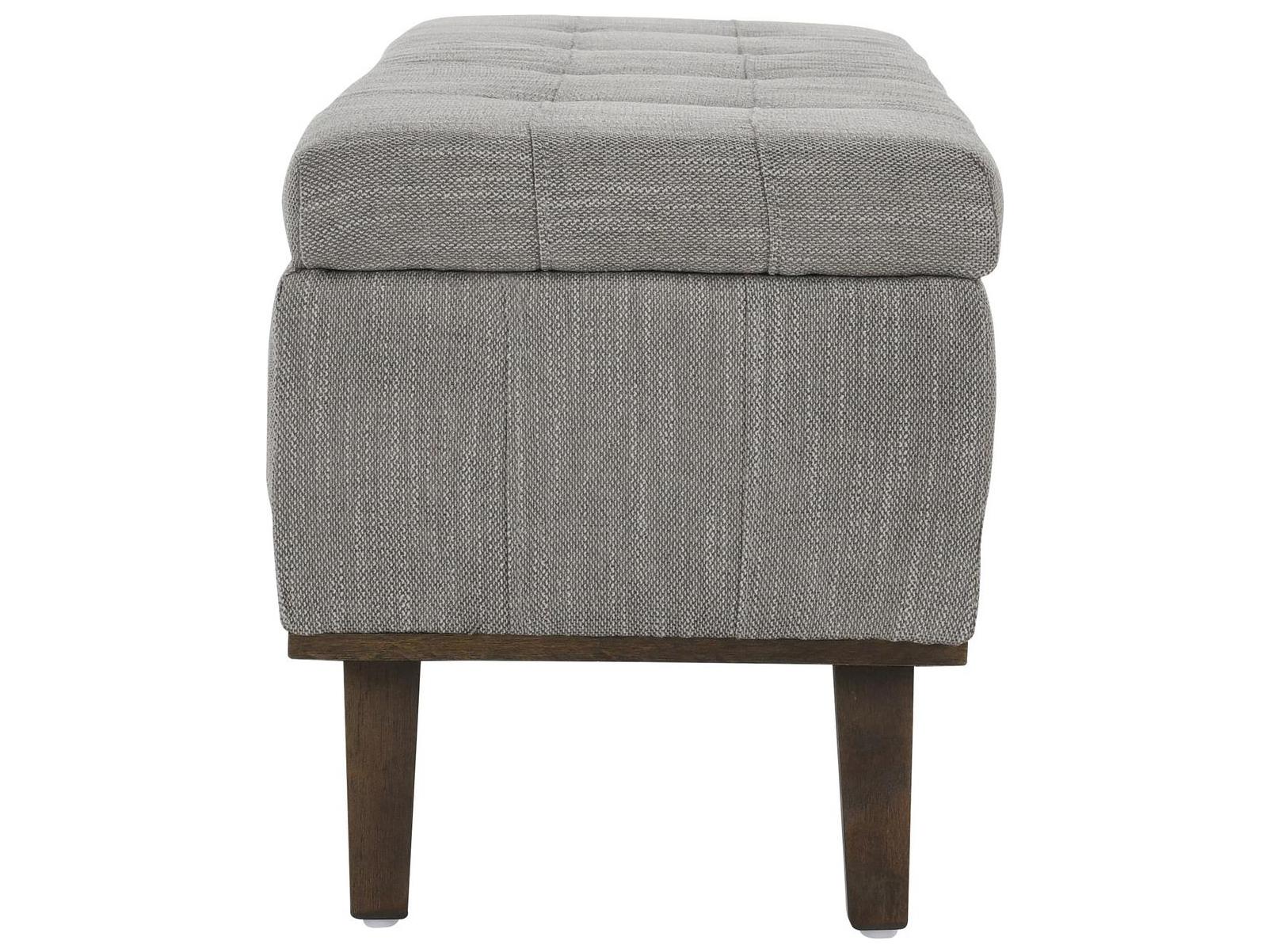Classic Home Louise Gray Black Upholstered Accent Bench