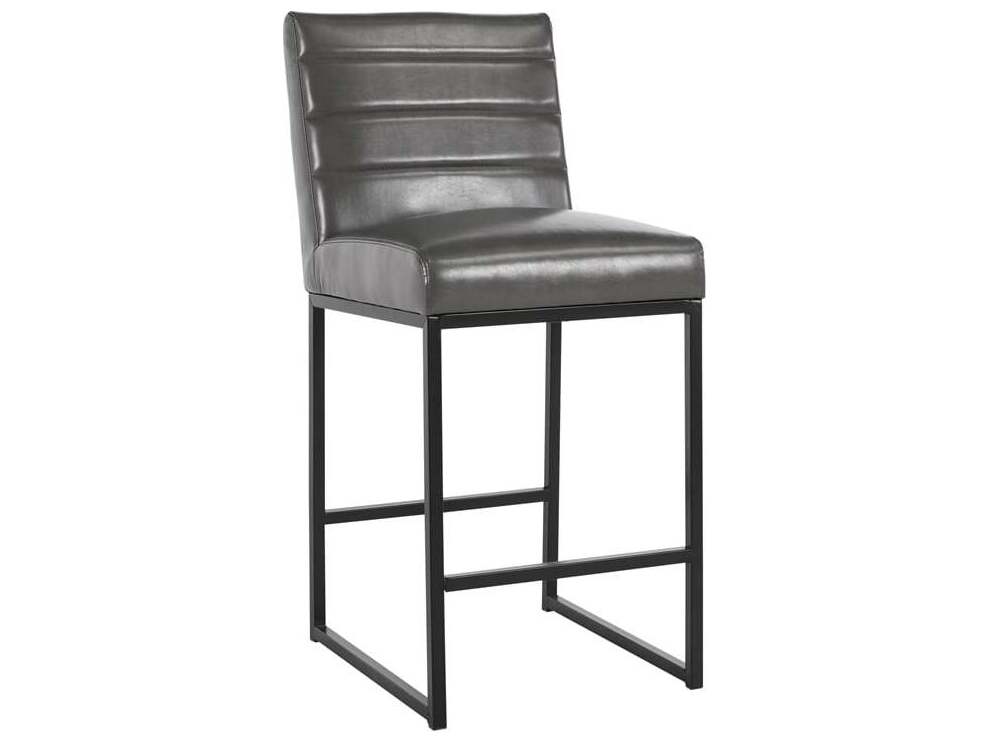 Classic Home Seville Dark Gray Leather Bar Stool