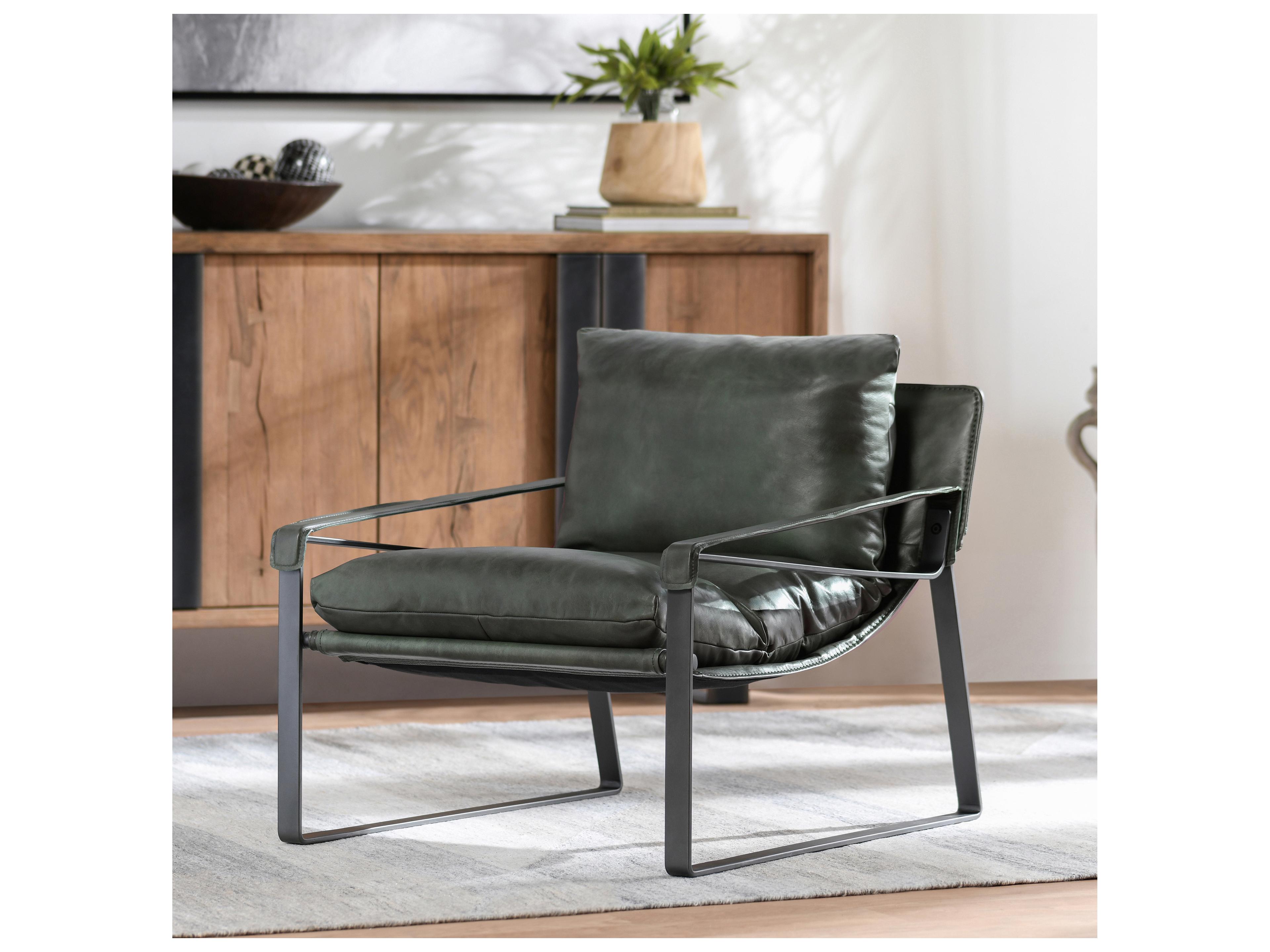 Classic Home Morgan Green Leather Accent Chair