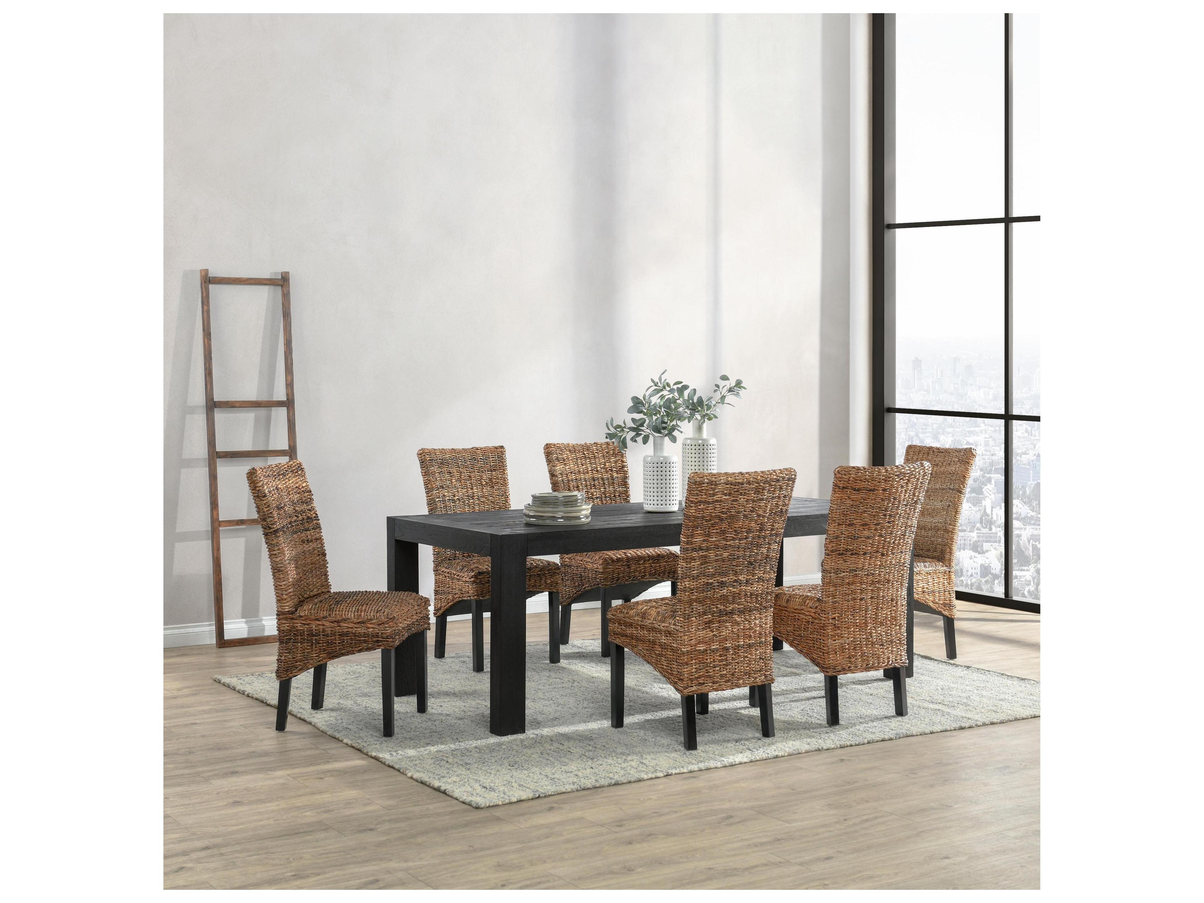 Classic Home Kirana Mahogany Wood Black Armless Dining Chair Set of 2