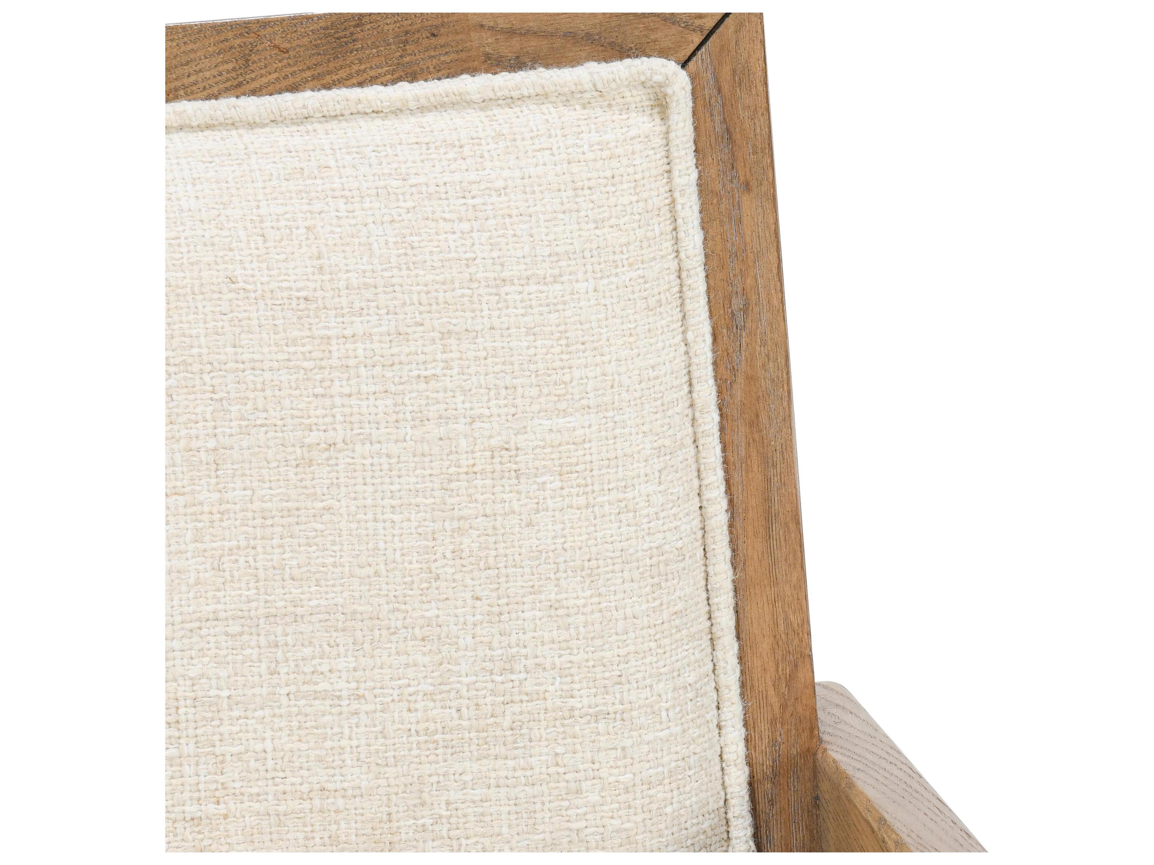 Classic Home Dolton Ash Wood Beige Upholstered Arm Dining Chair