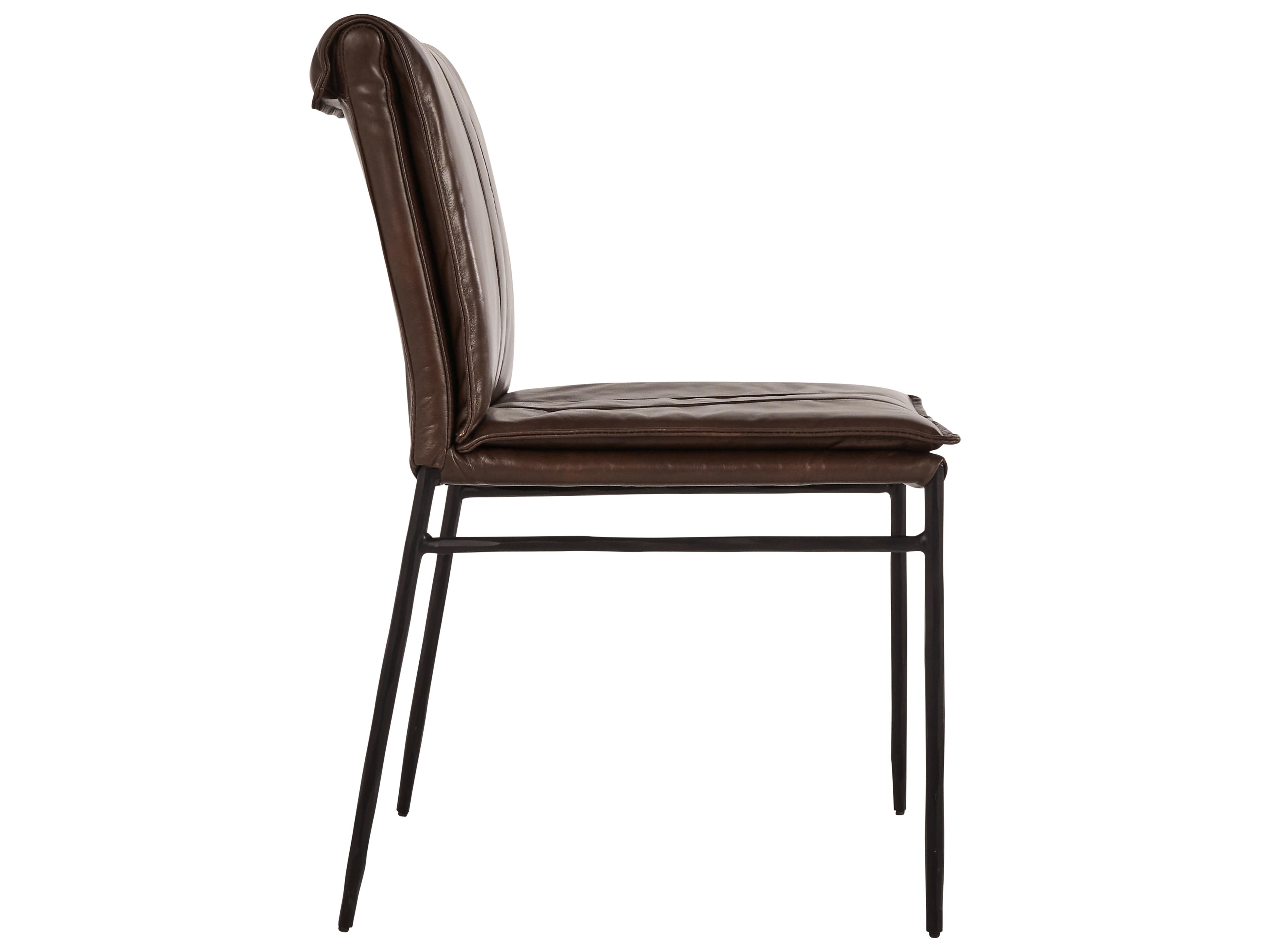 Classic Home Mayer Brown Leather Armless Dining Chair Set of 2