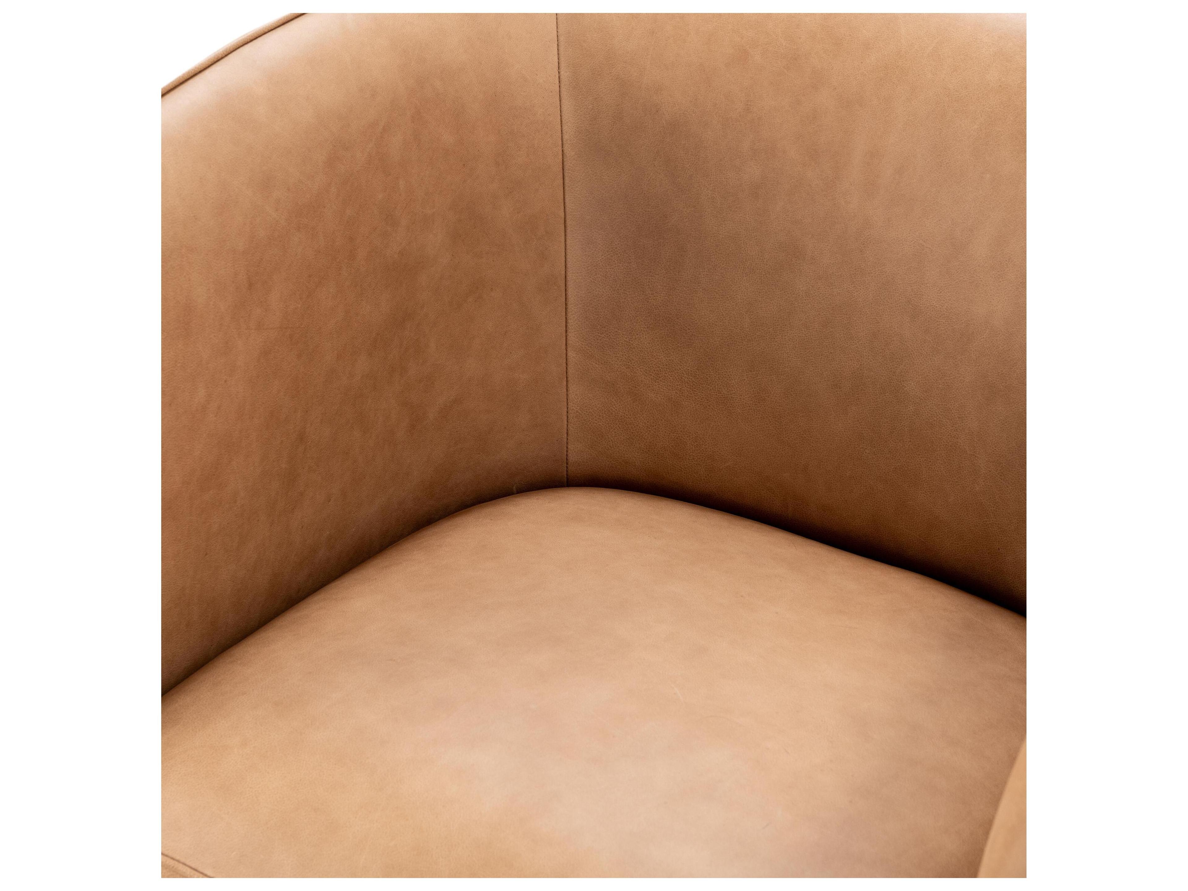 Classic Home Rinner Swivel Tan Leather Accent Chair