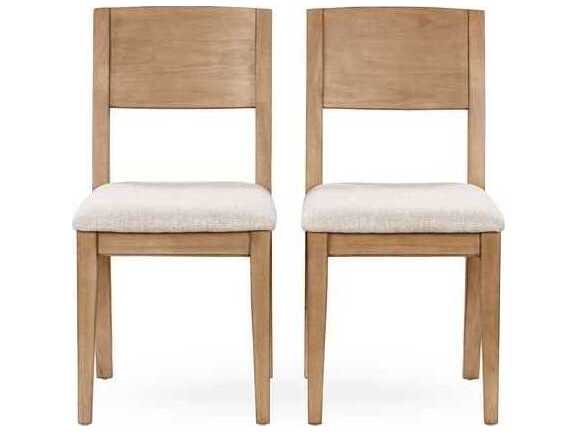 Classic Home Allegra Pine Wood Natural Upholstered Armless Dining Chair Set of 2