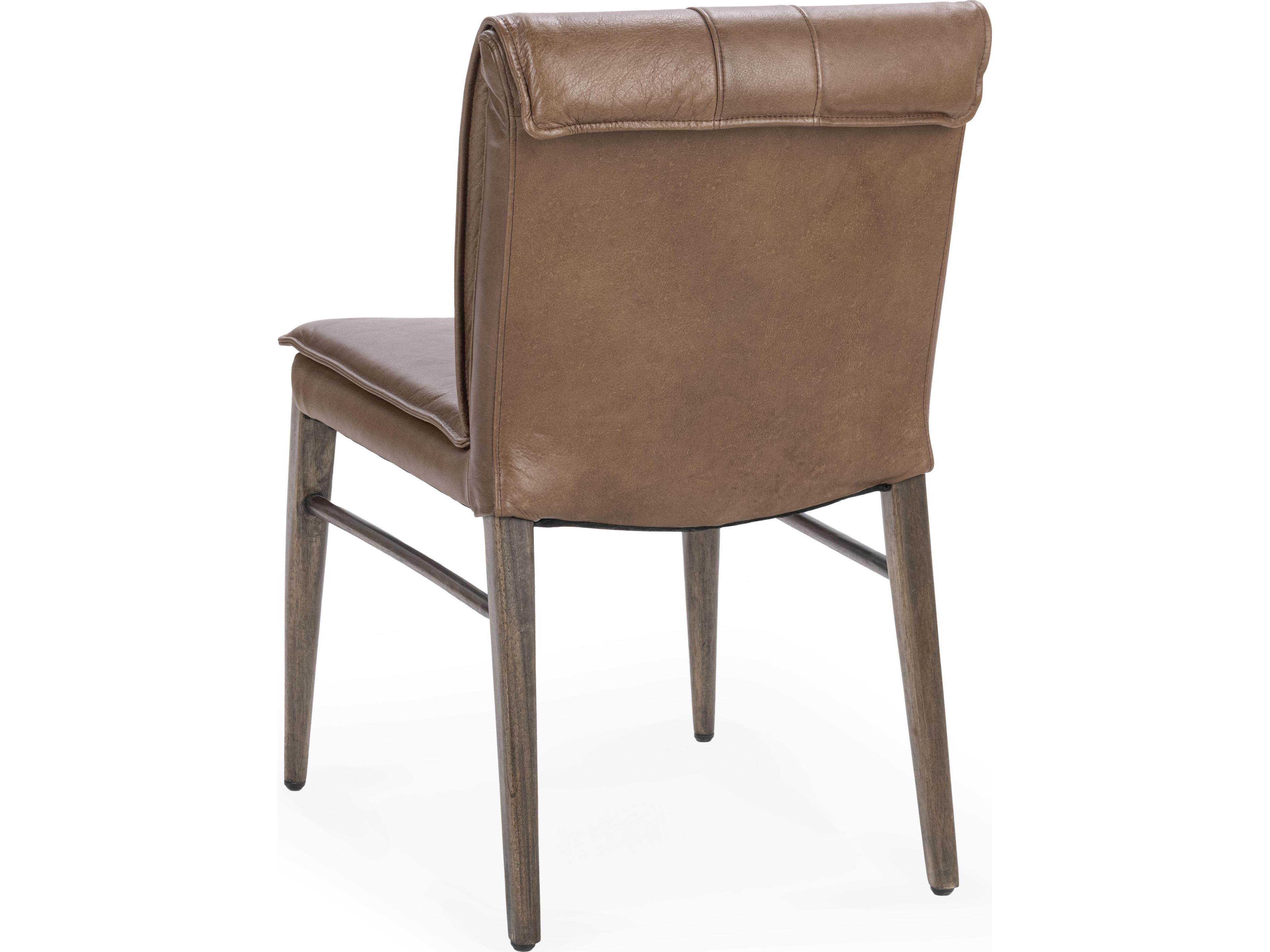 Classic Home Lynden Maple Wood Brown Leather Armless Dining Chair