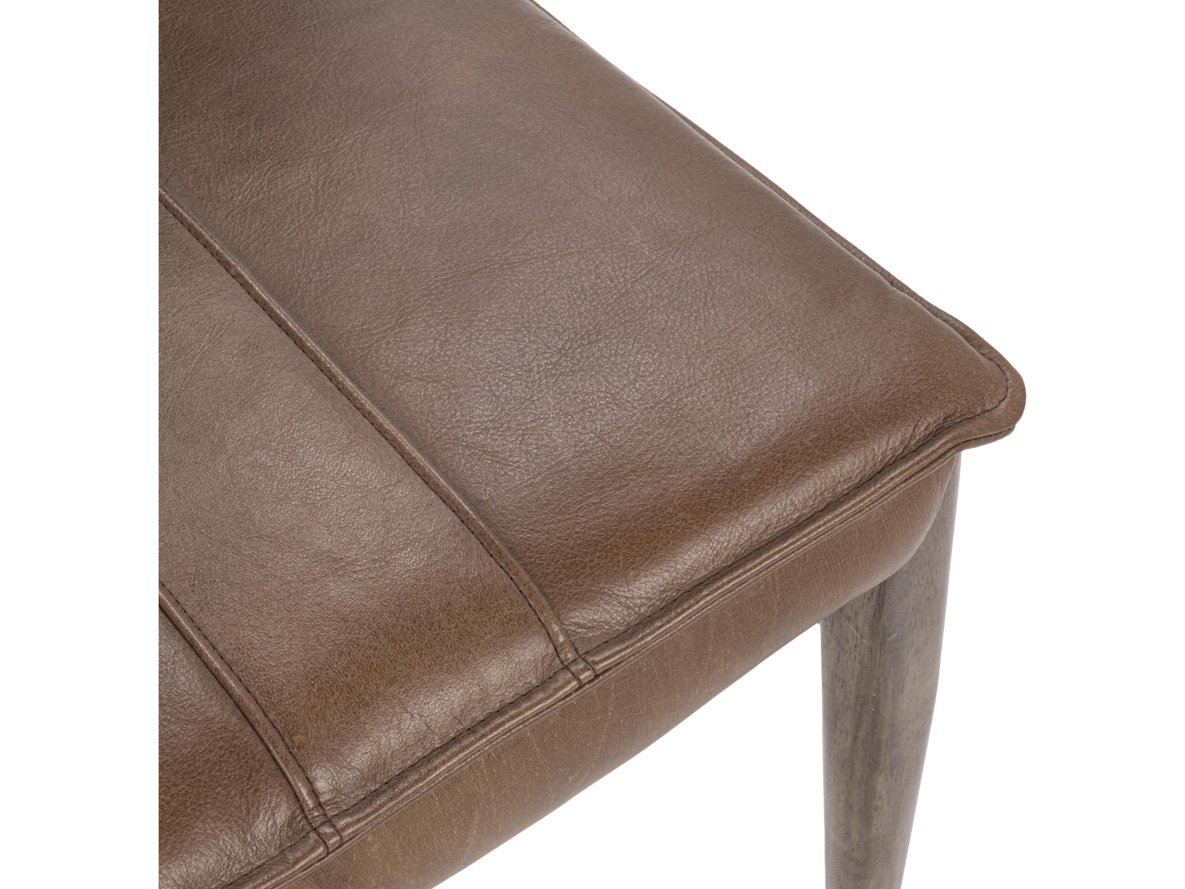 Classic Home Lynden Maple Wood Brown Leather Armless Dining Chair