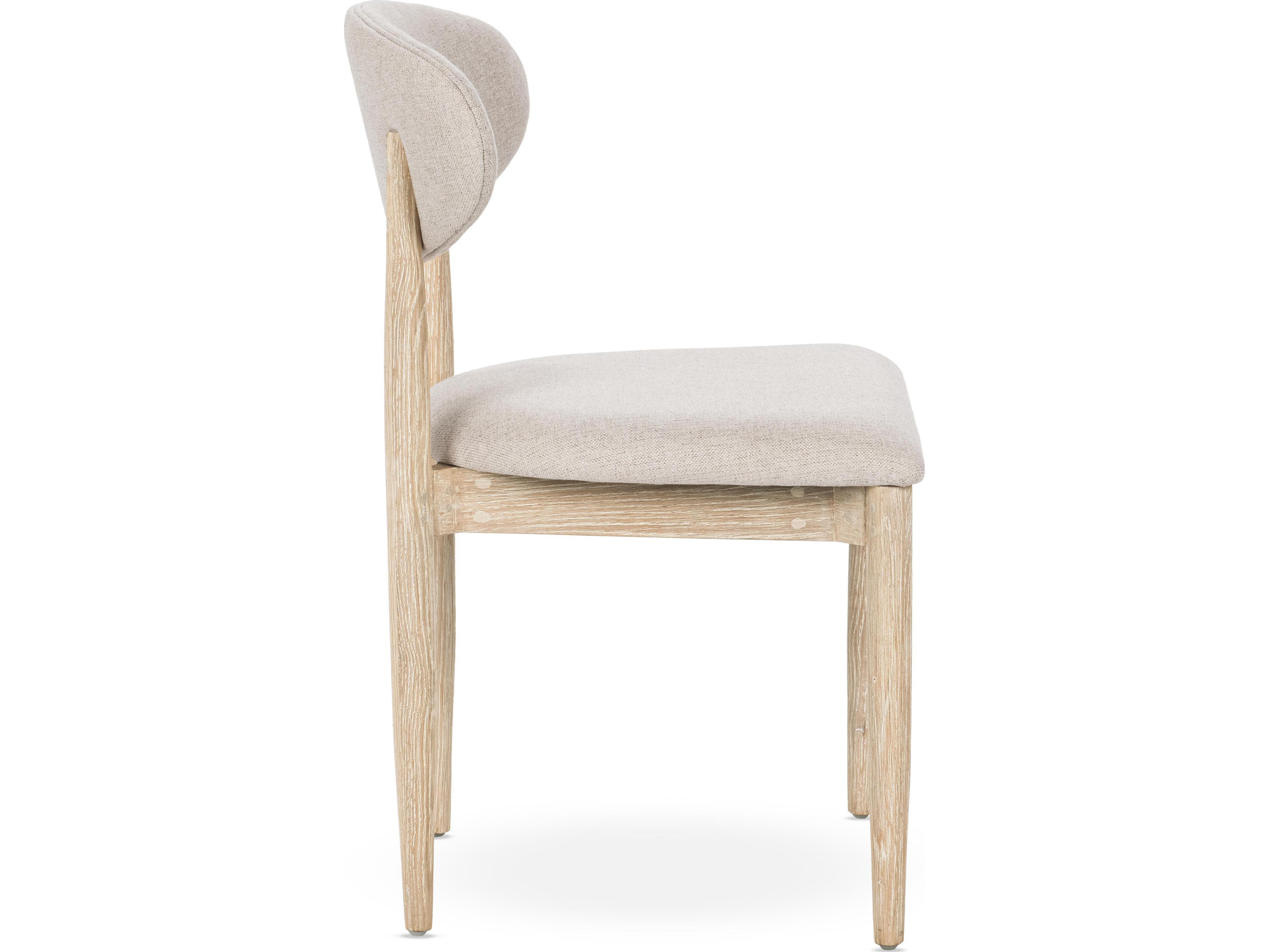Classic Home Tiber Oak Wood Beige Upholstered Armless Dining Chair