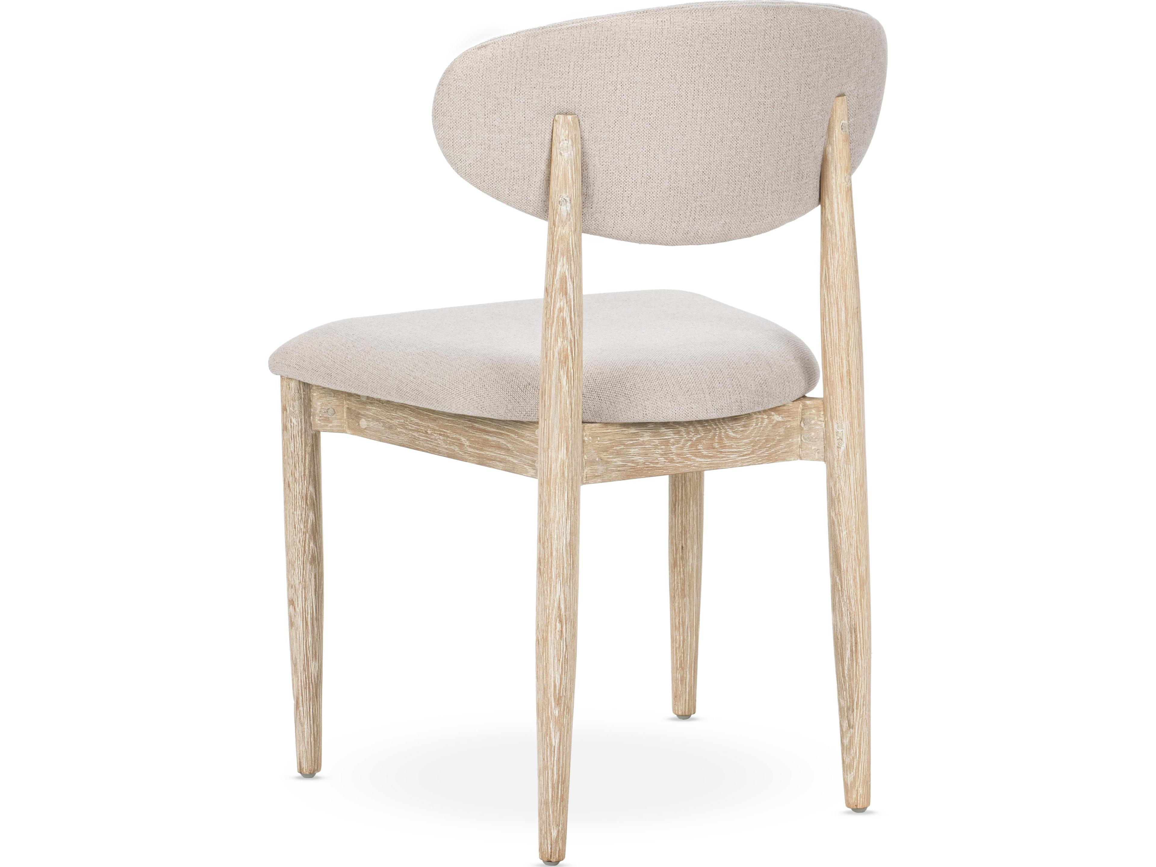 Classic Home Tiber Oak Wood Beige Upholstered Armless Dining Chair