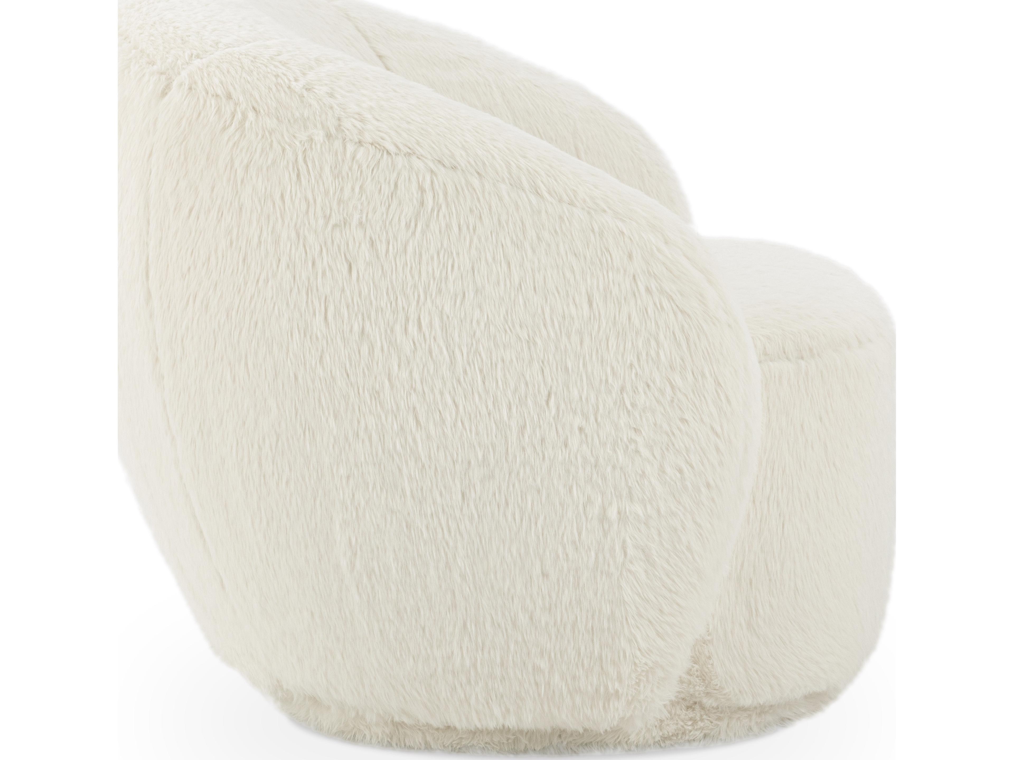 Classic Home Adley Swivel Cream Fur Accent Chair