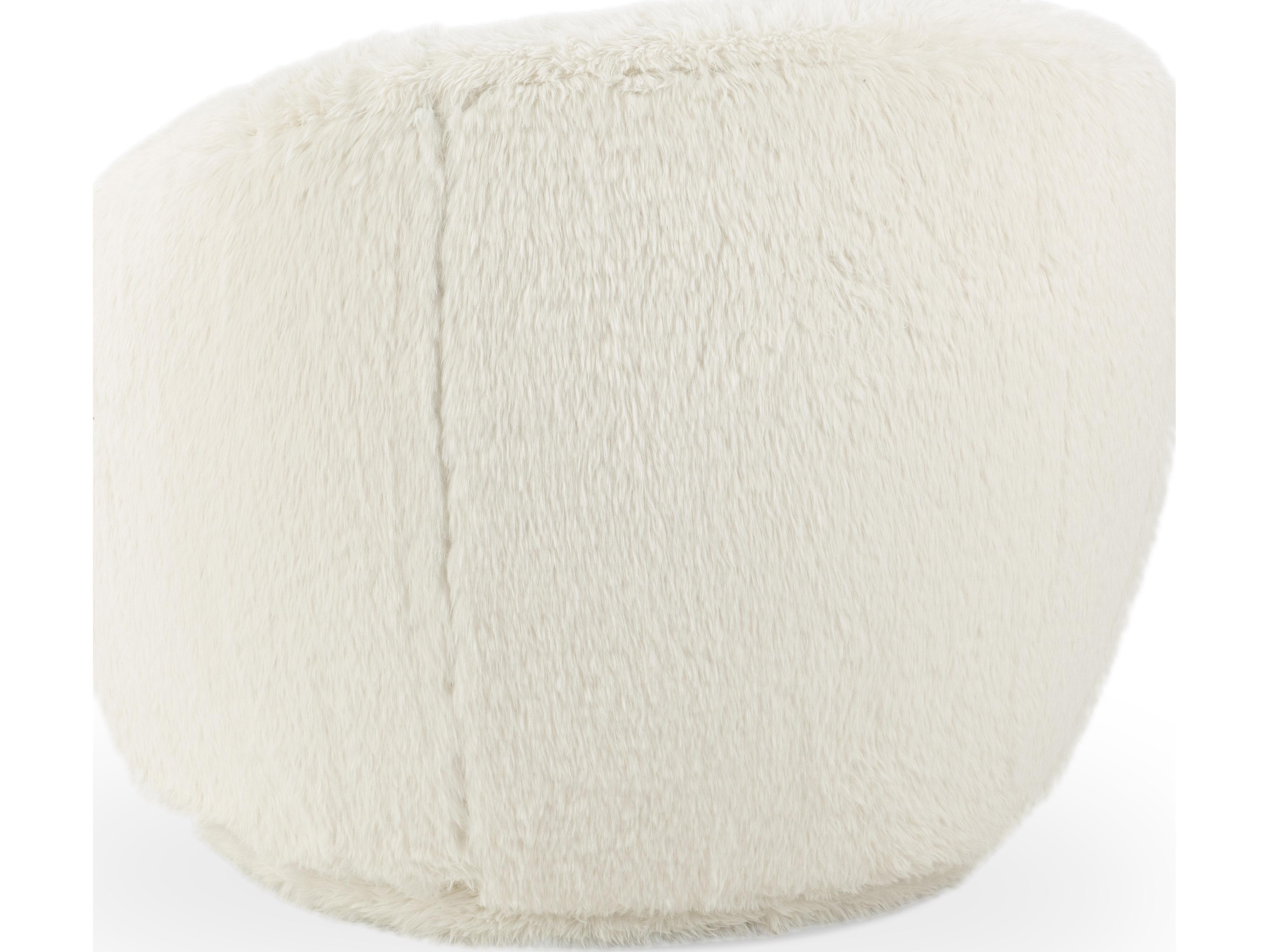 Classic Home Adley Swivel Cream Fur Accent Chair