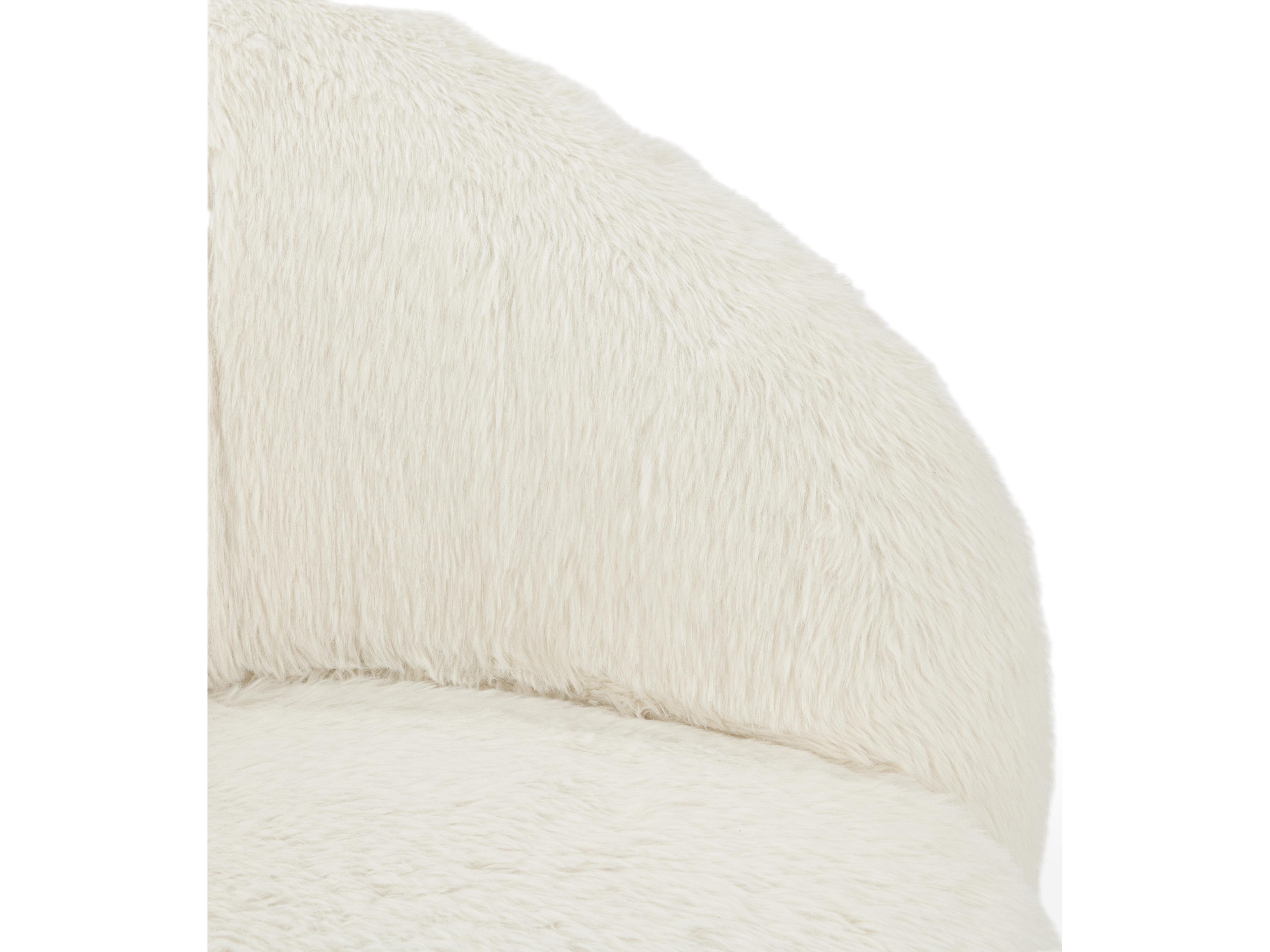 Classic Home Adley Swivel Cream Fur Accent Chair