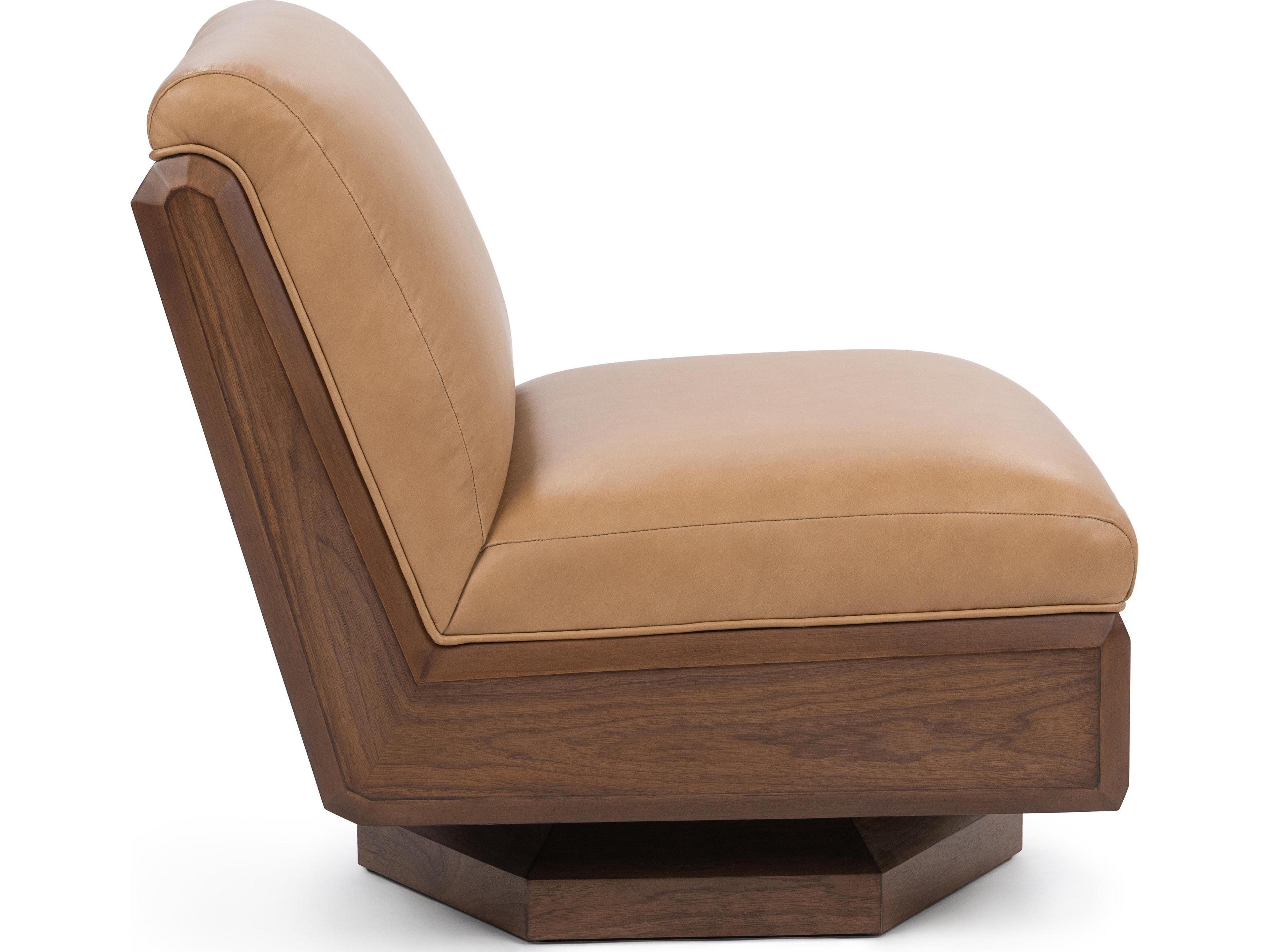 Classic Home Myla Swivel Tan Leather Accent Chair