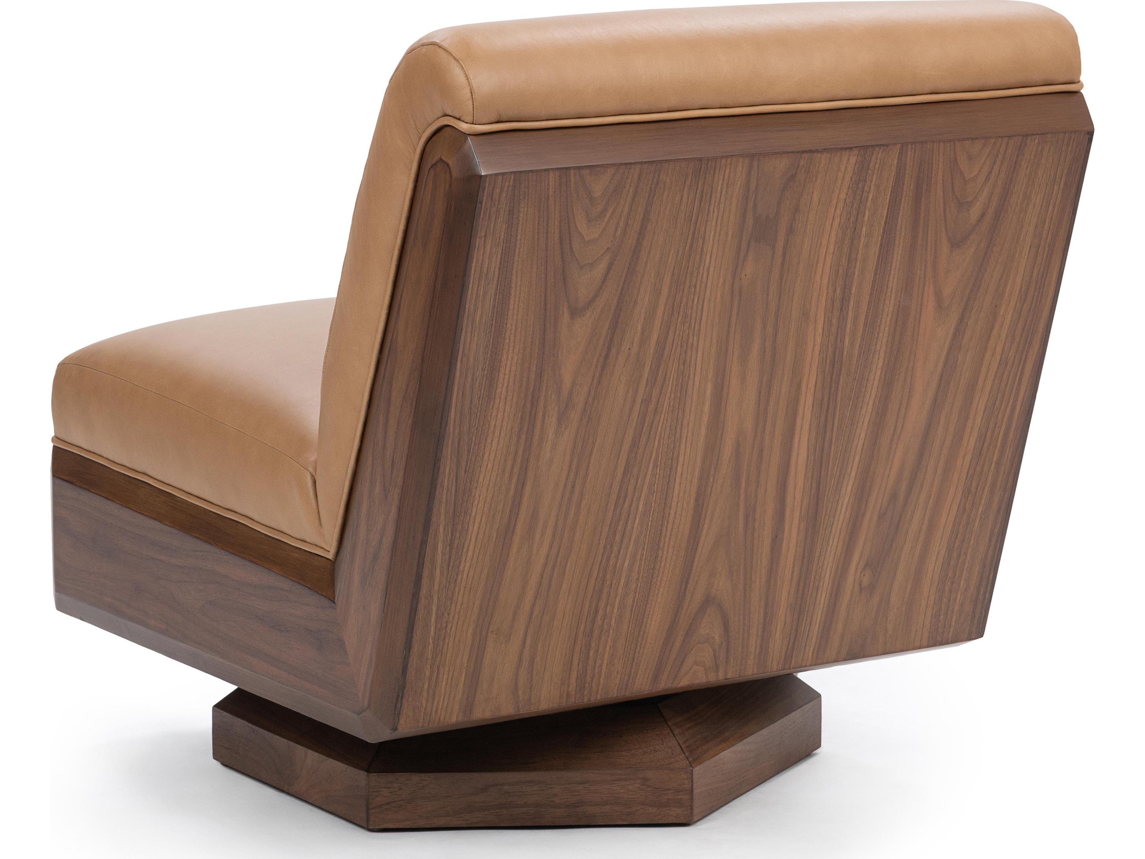 Classic Home Myla Swivel Tan Leather Accent Chair