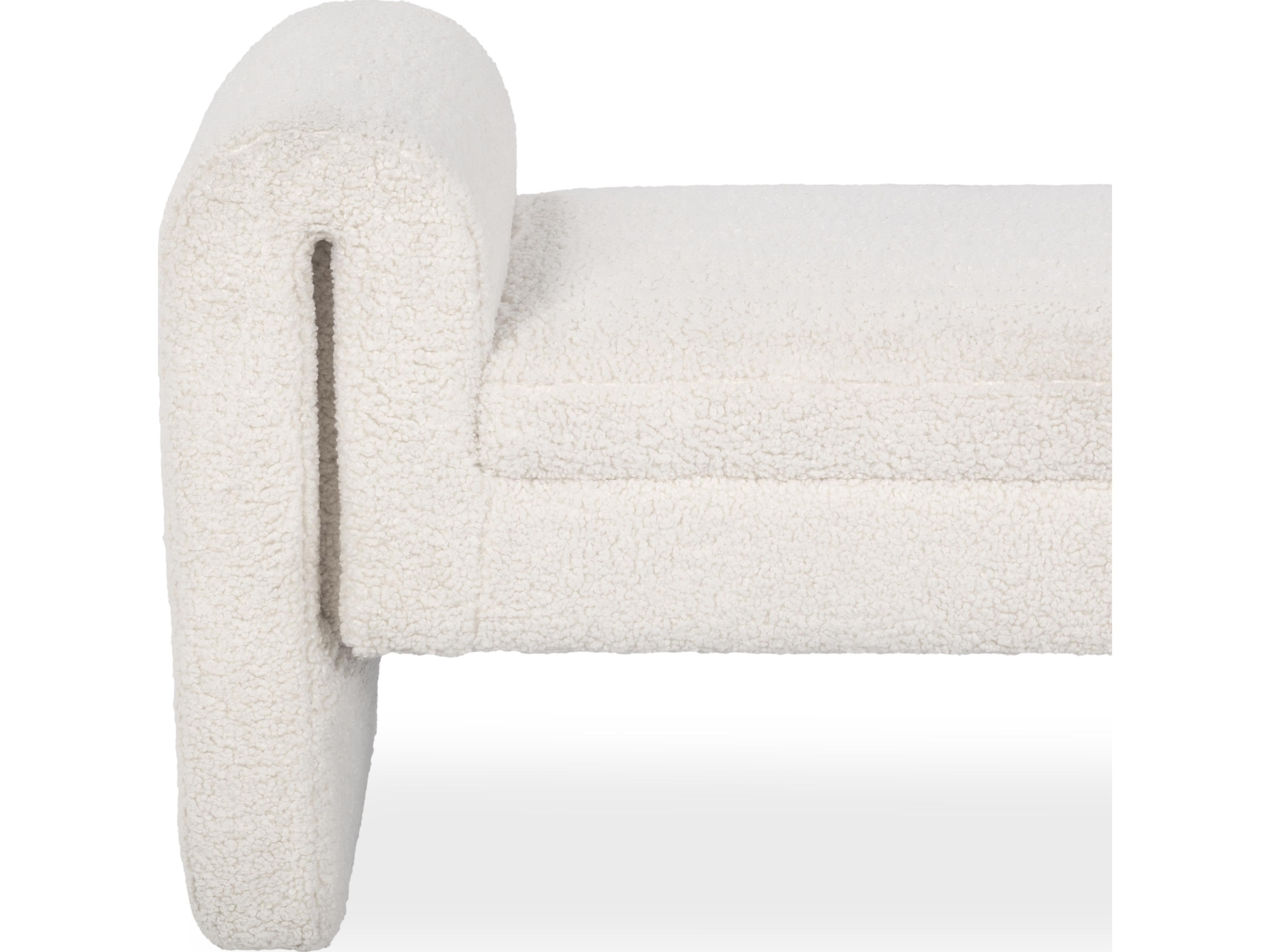 Classic Home Ada Ivory Fleece White Upholstered Accent Bench