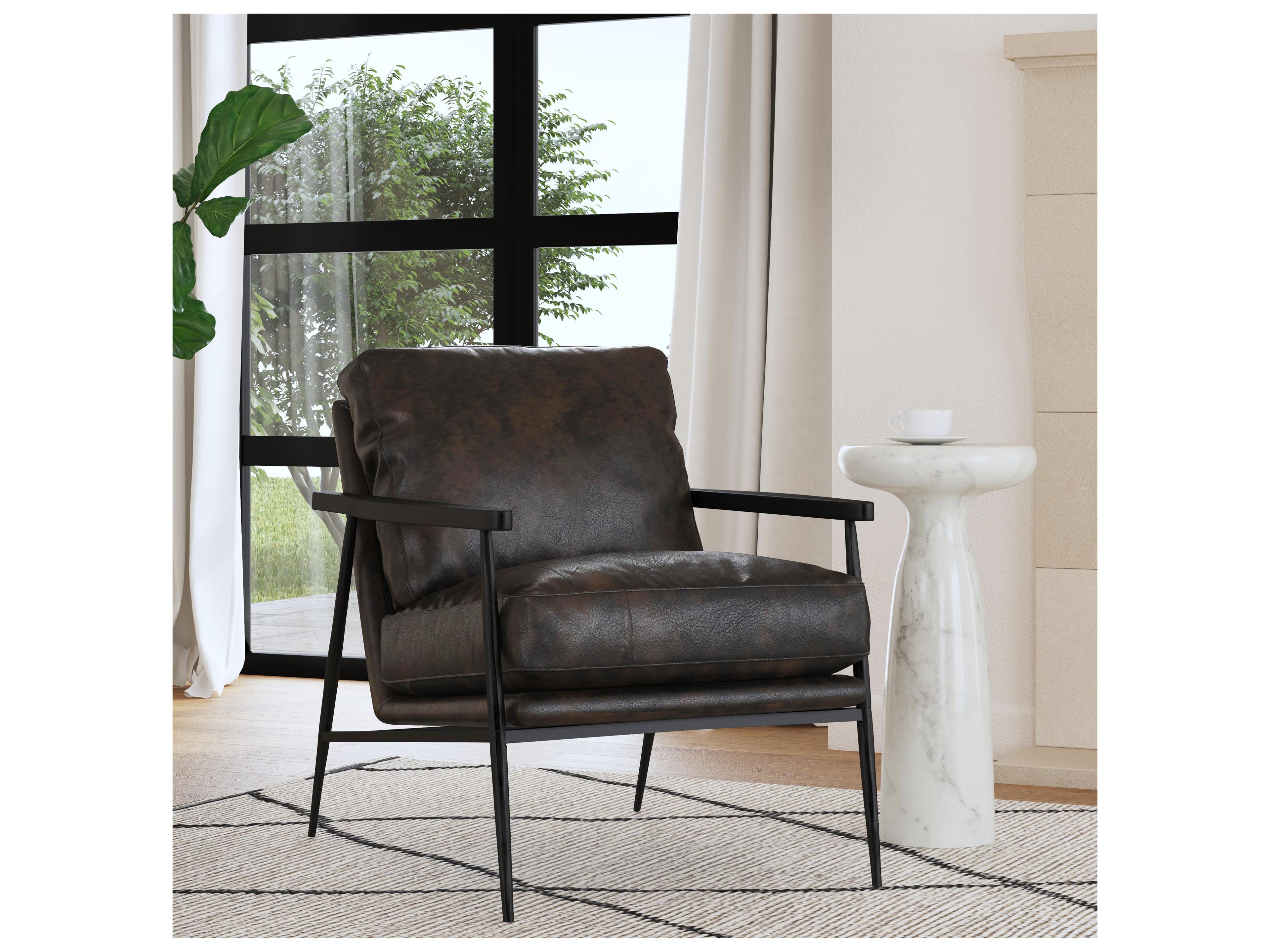 Classic Home Christopher Black Leather Accent Chair