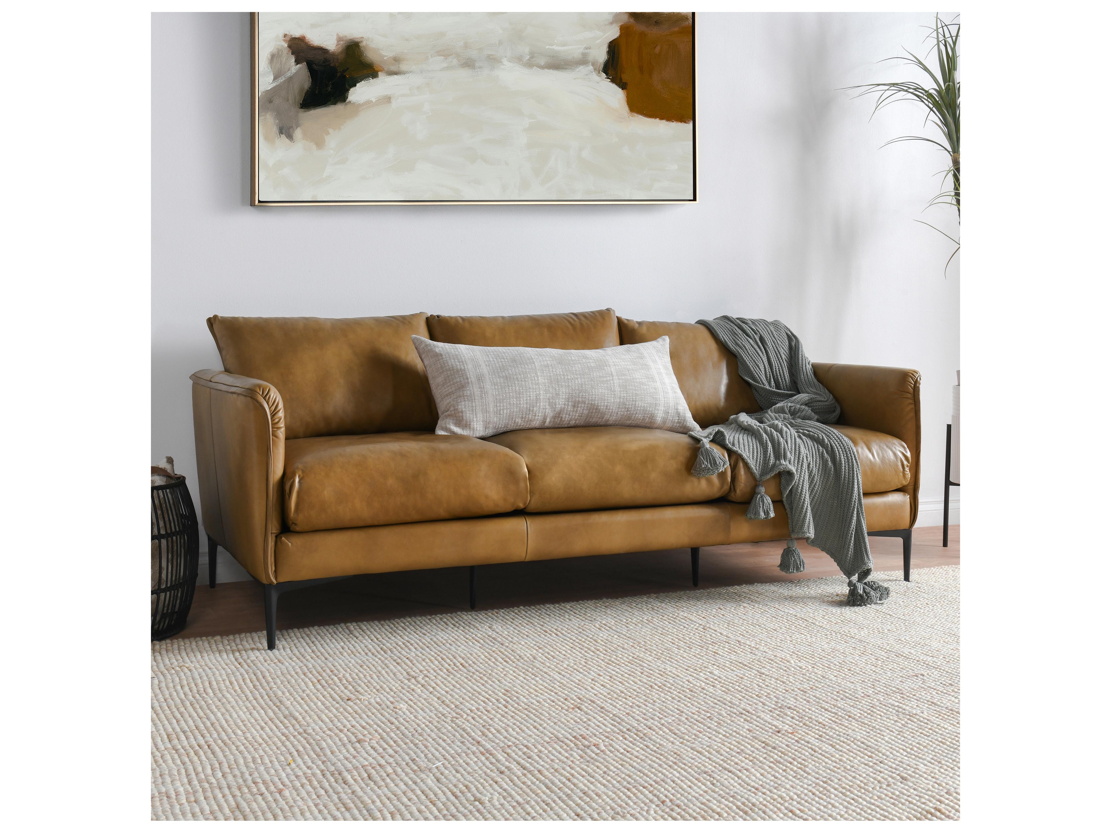 Classic Home Abigail Tan Brown Leather Sofa