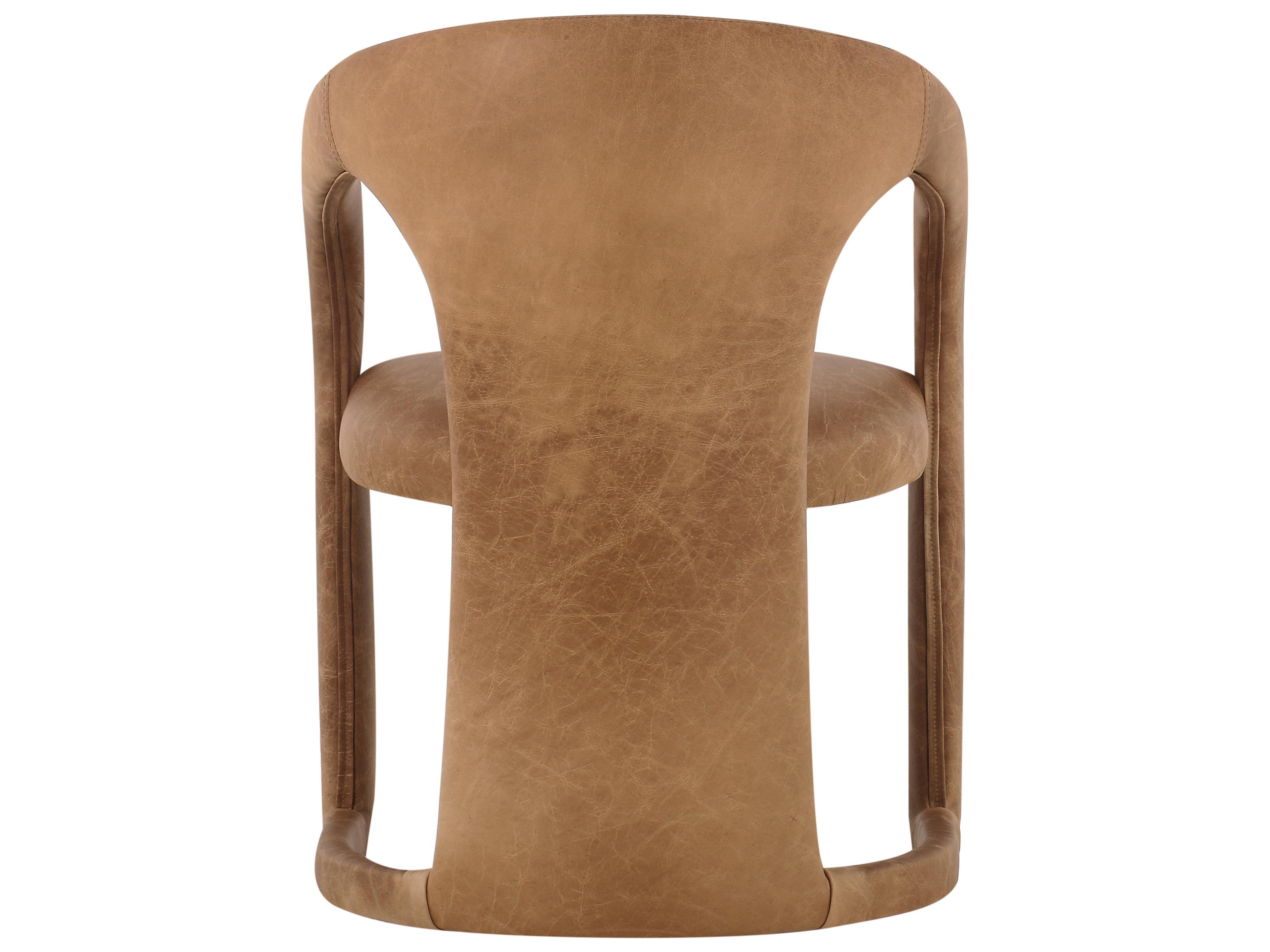 Classic Home Archie Solid Wood Brown Leather Arm Dining Chair