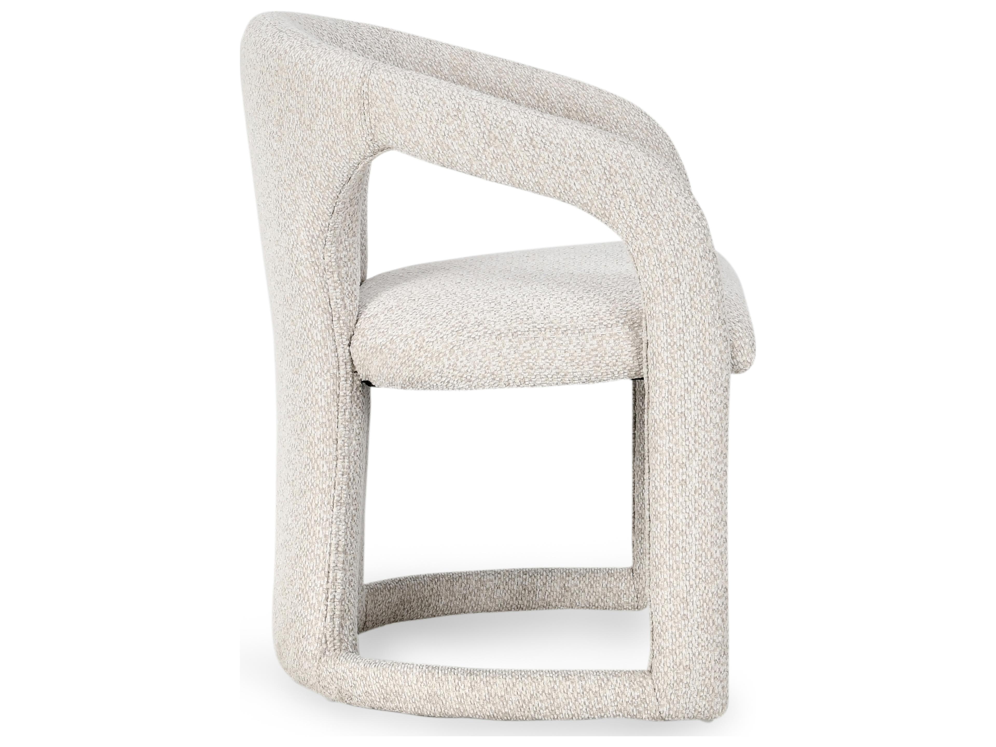 Classic Home Archie Solid Wood White Upholstered Arm Dining Chair