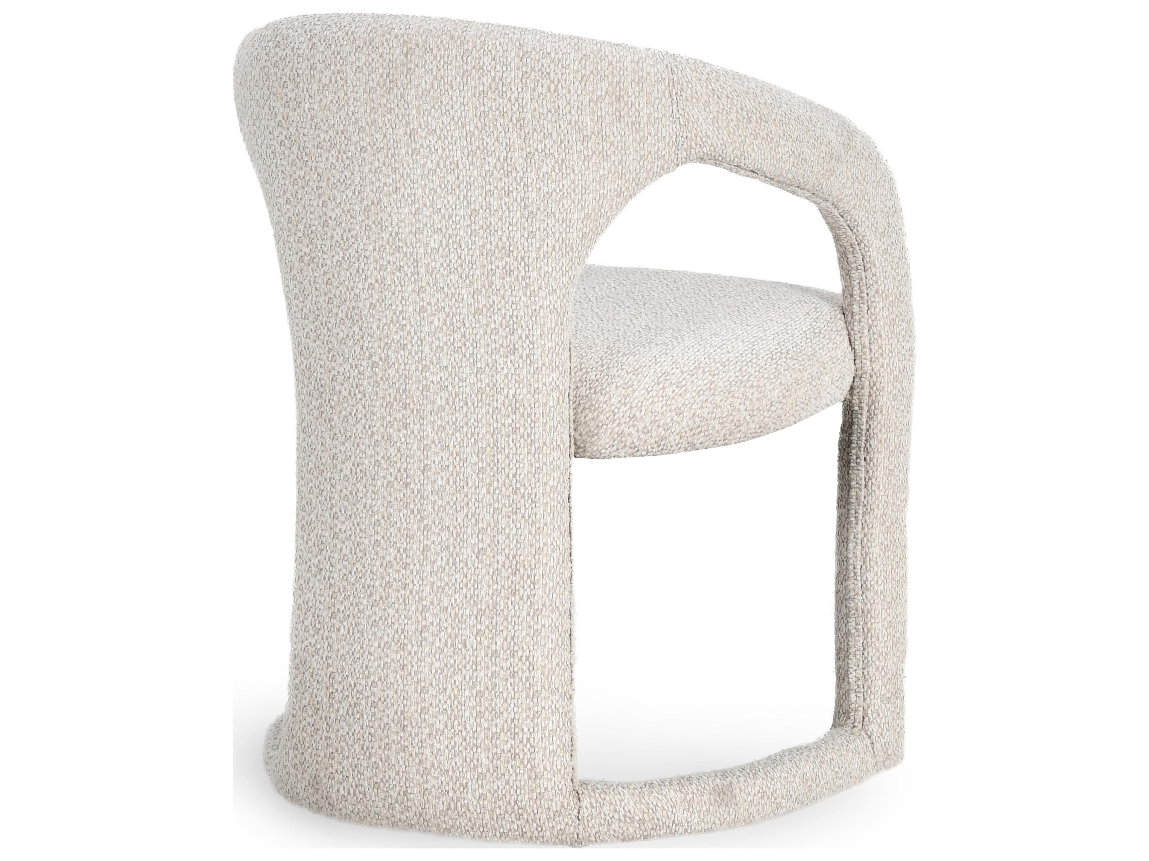 Classic Home Archie Solid Wood White Upholstered Arm Dining Chair