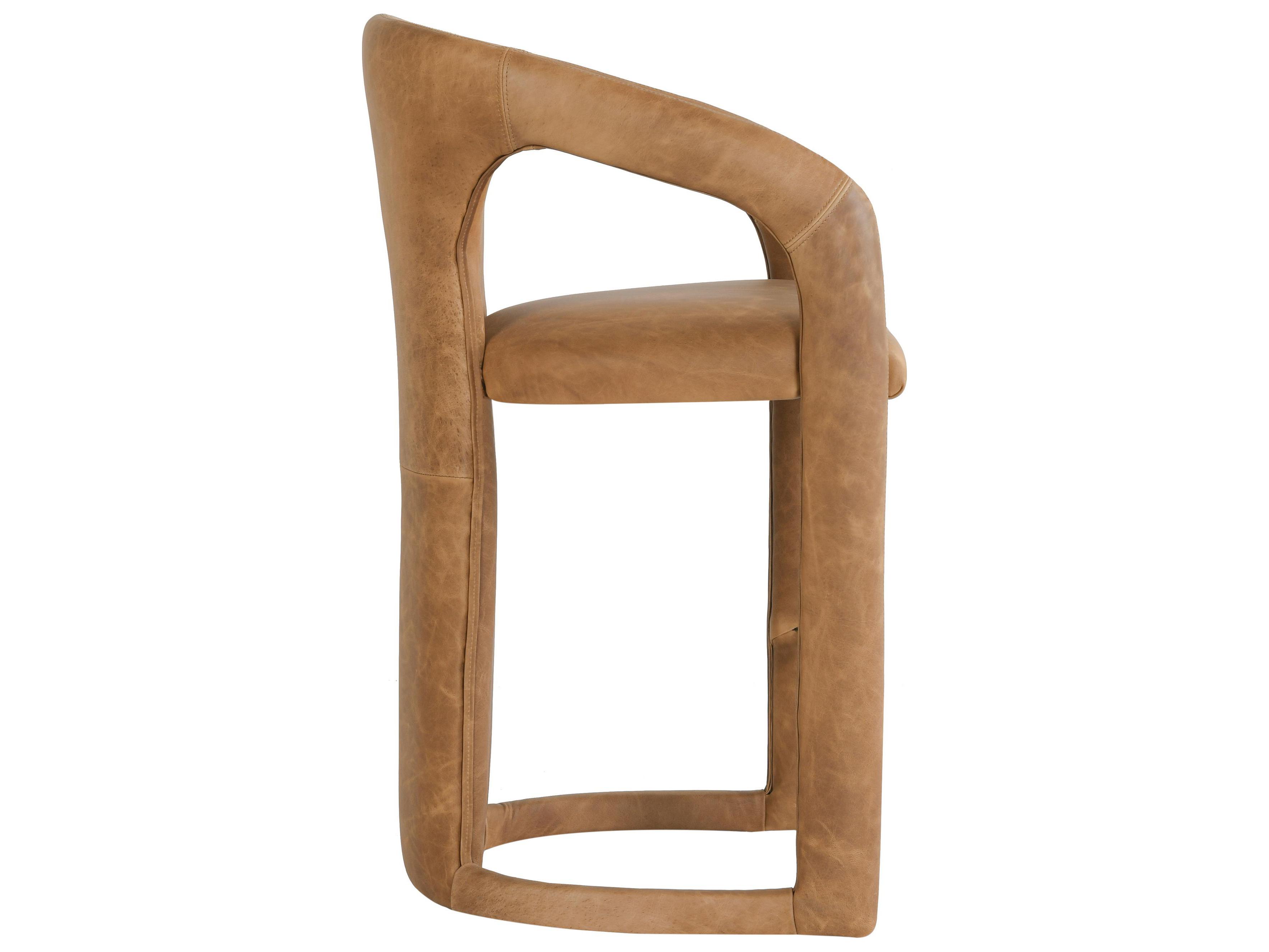 Classic Home Archie Brown Leather Solid Wood Counter Stool