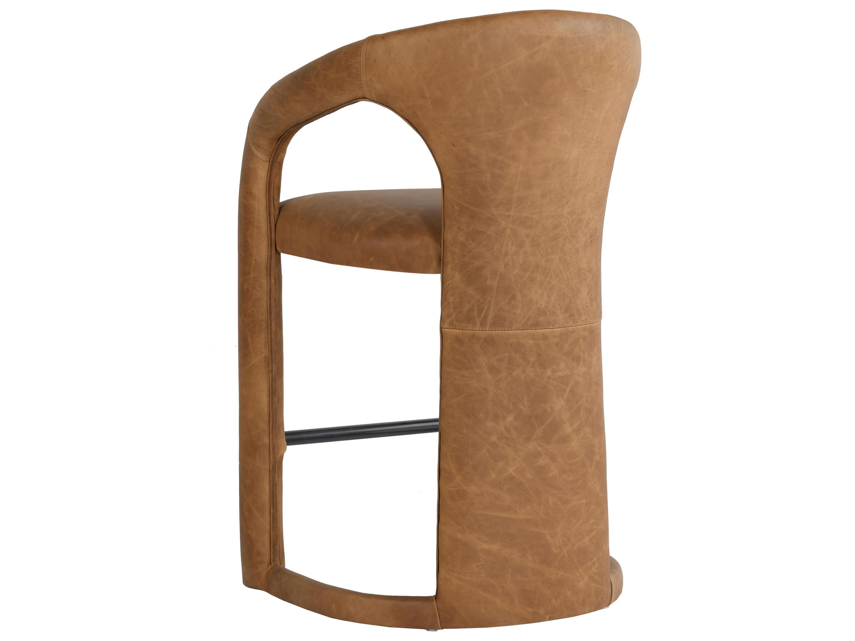 Classic Home Archie Brown Leather Solid Wood Counter Stool