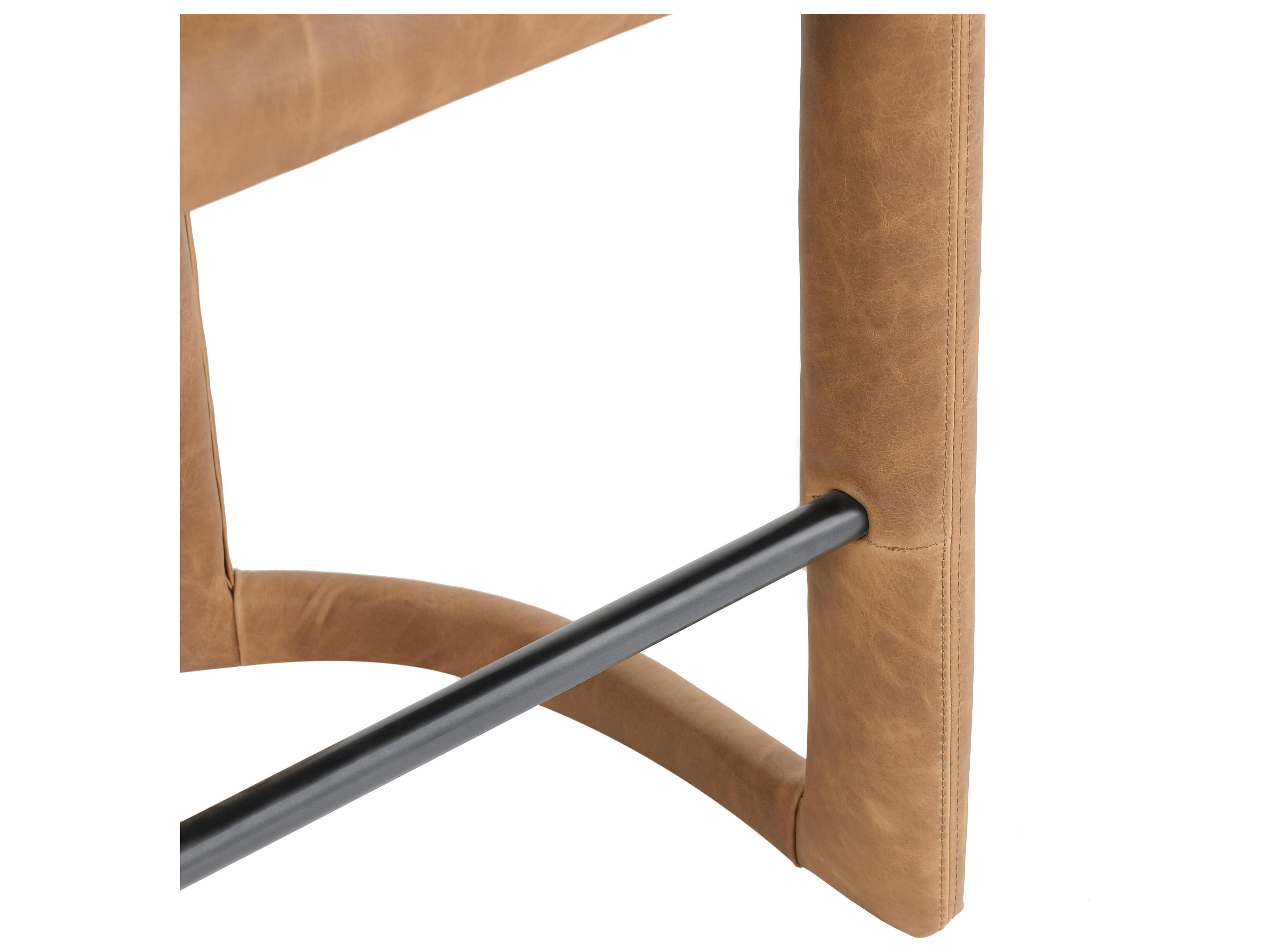 Classic Home Archie Brown Leather Solid Wood Counter Stool