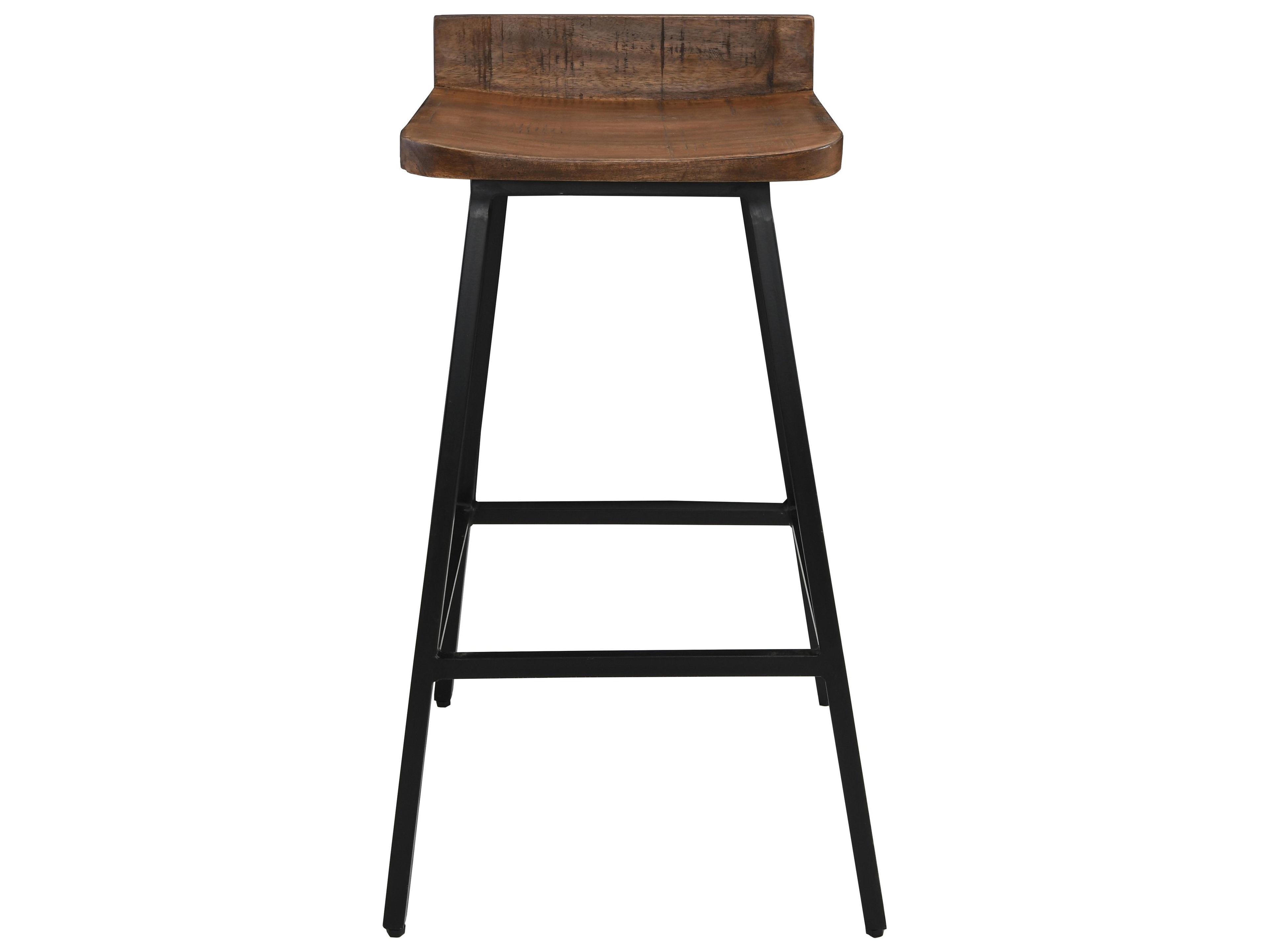 Classic Home Clarice Caramel Brown Top Mango Wood Bar Stool Set of 2