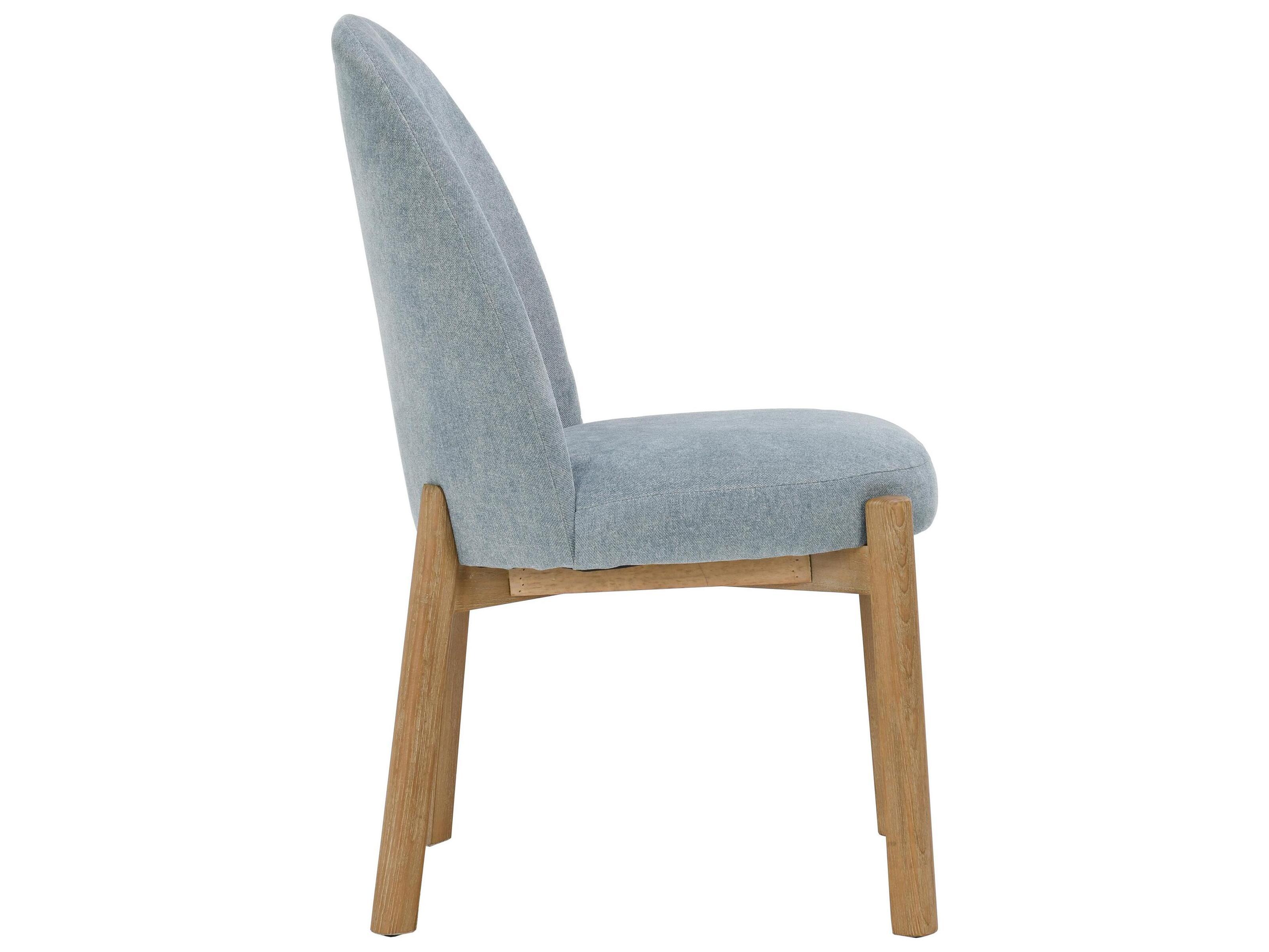 Classic Home Joanie Rubberwood Blue Upholstered Armless Dining Chair