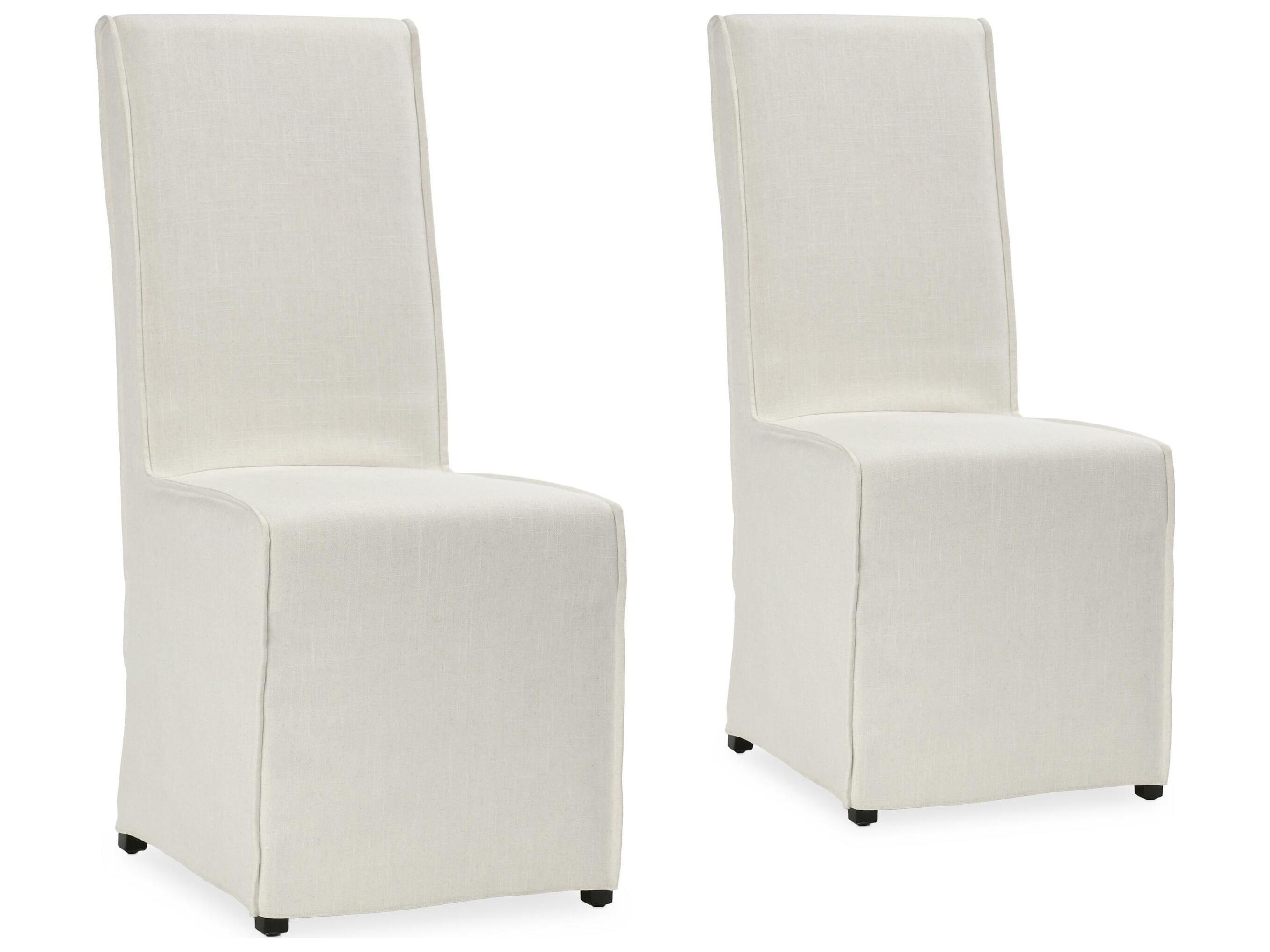 Classic Home Jordan Birch Wood White Upholstered Armless Dining Chair Set of 2