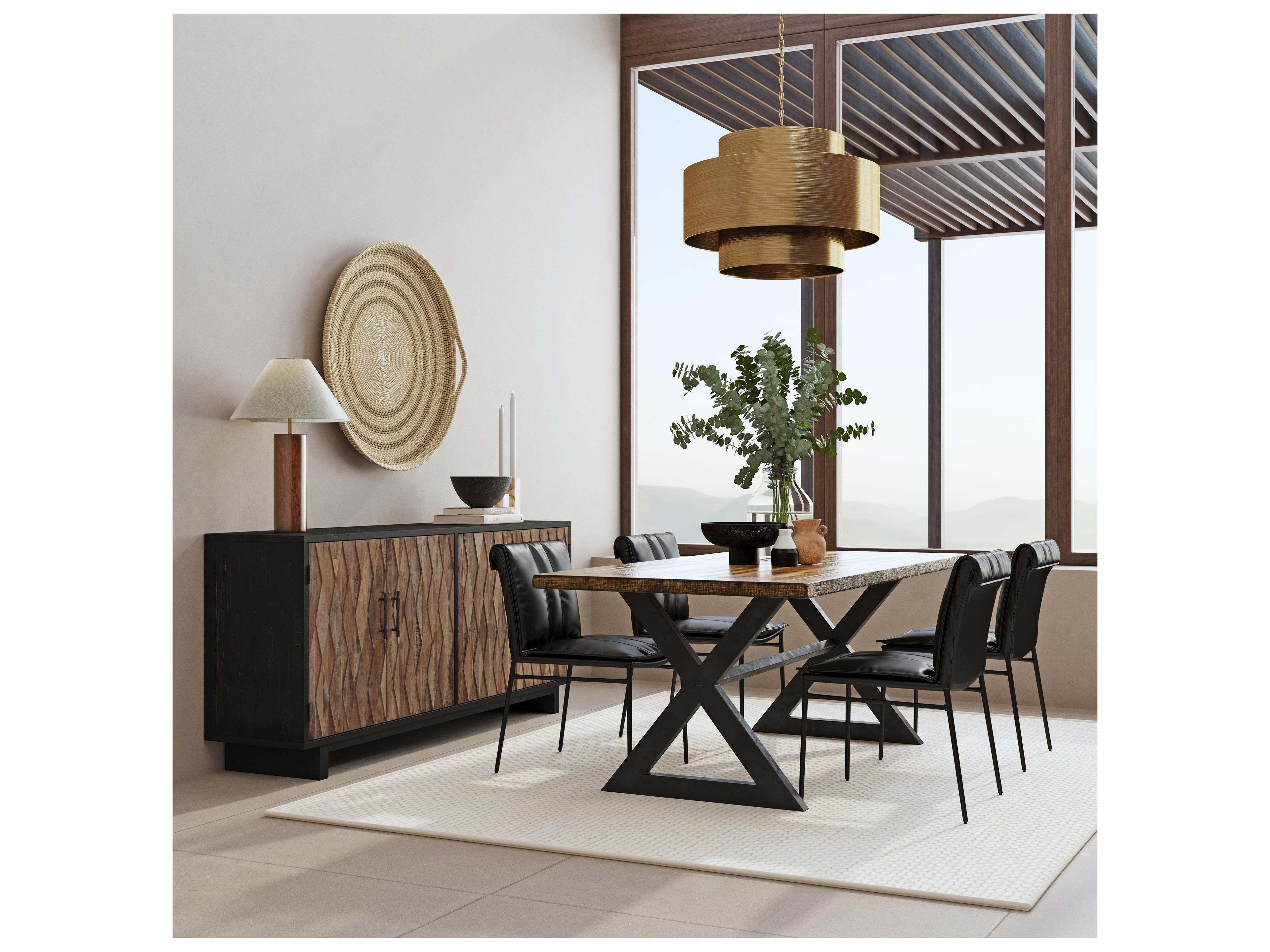 Classic Home Mayer Black Leather Armless Dining Chair Set of 2