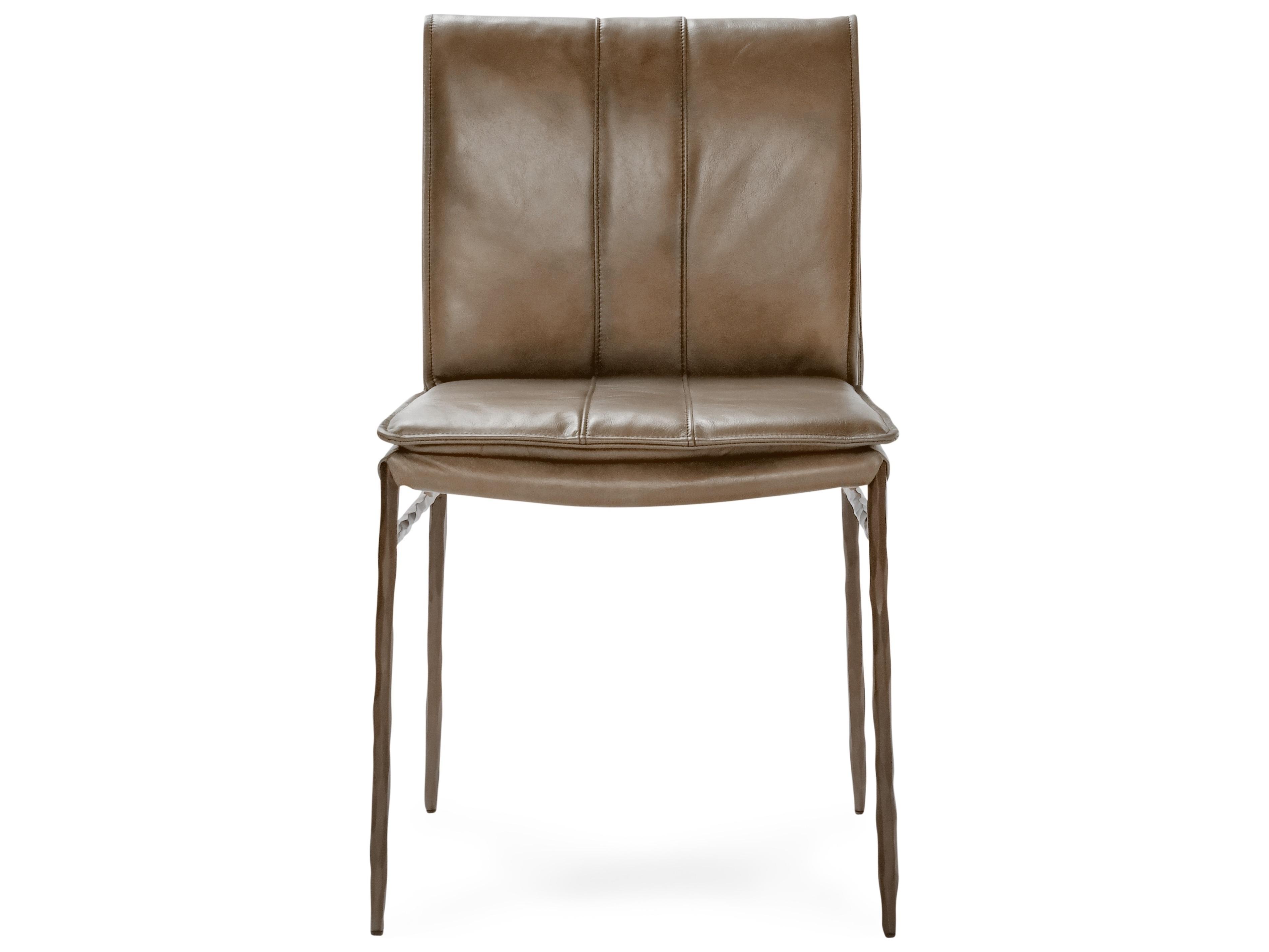 Classic Home Mayer Brown Leather Armless Dining Chair Set of 2