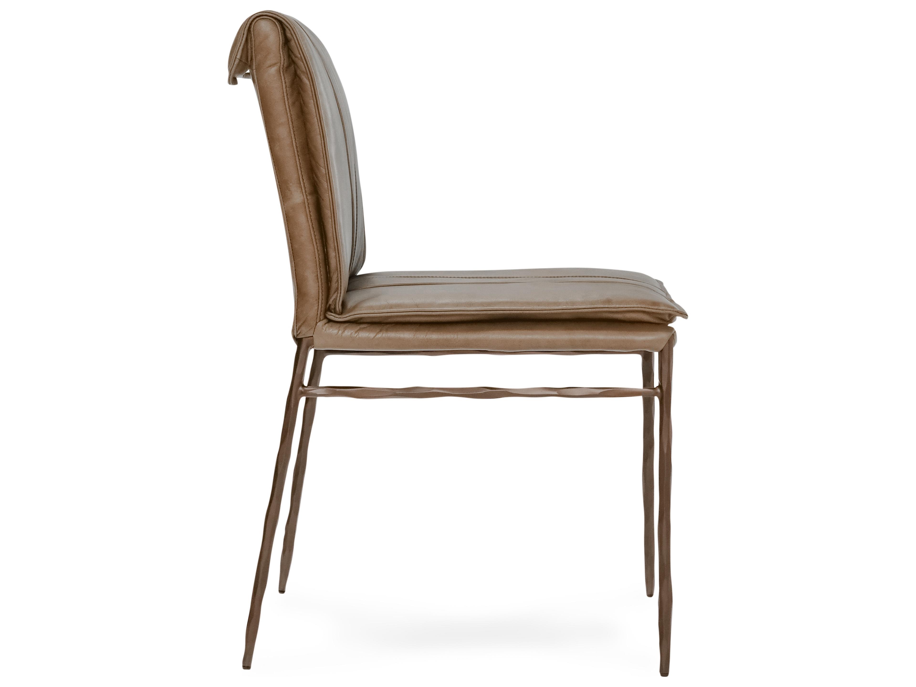 Classic Home Mayer Brown Leather Armless Dining Chair Set of 2