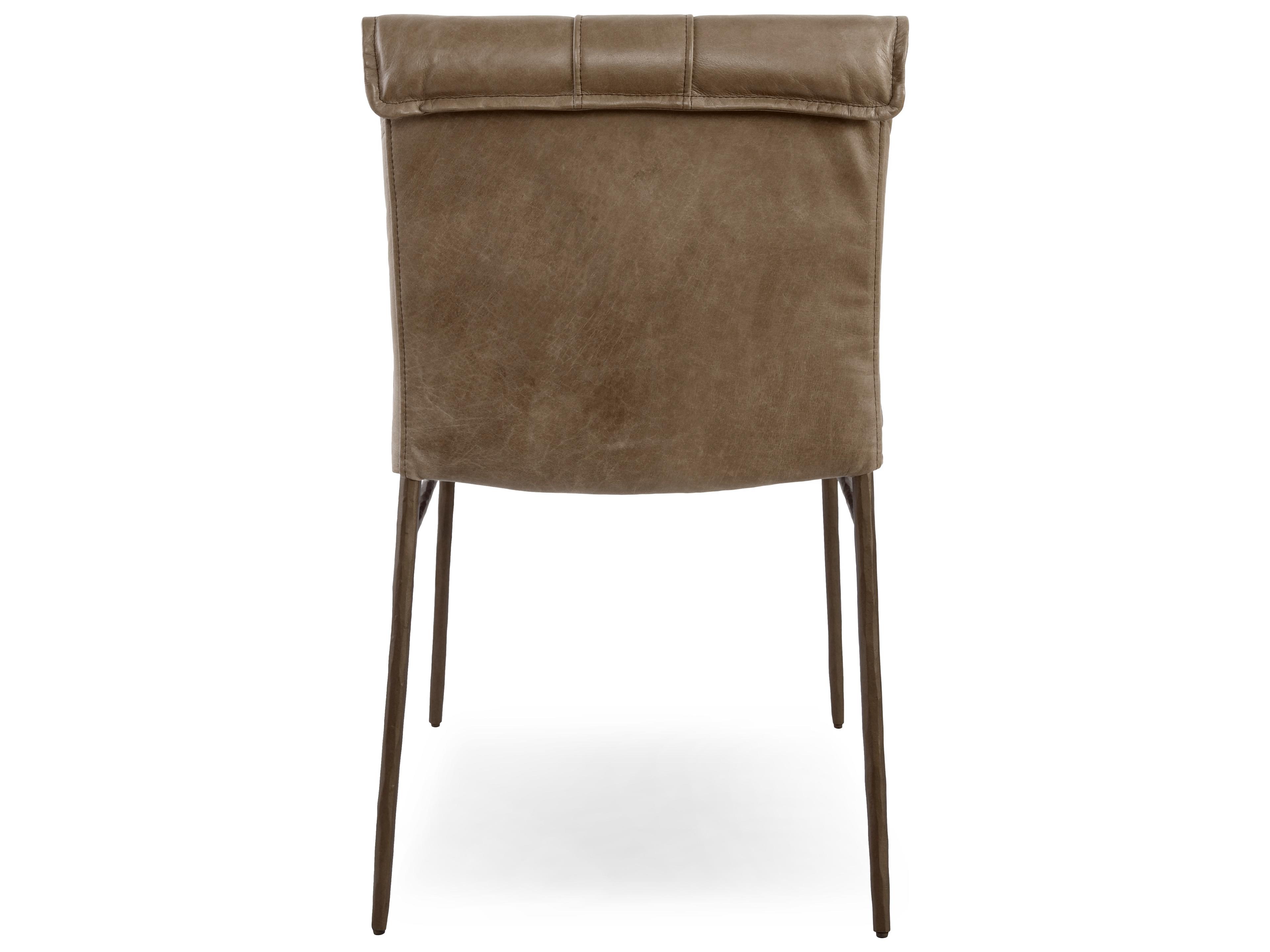 Classic Home Mayer Brown Leather Armless Dining Chair Set of 2