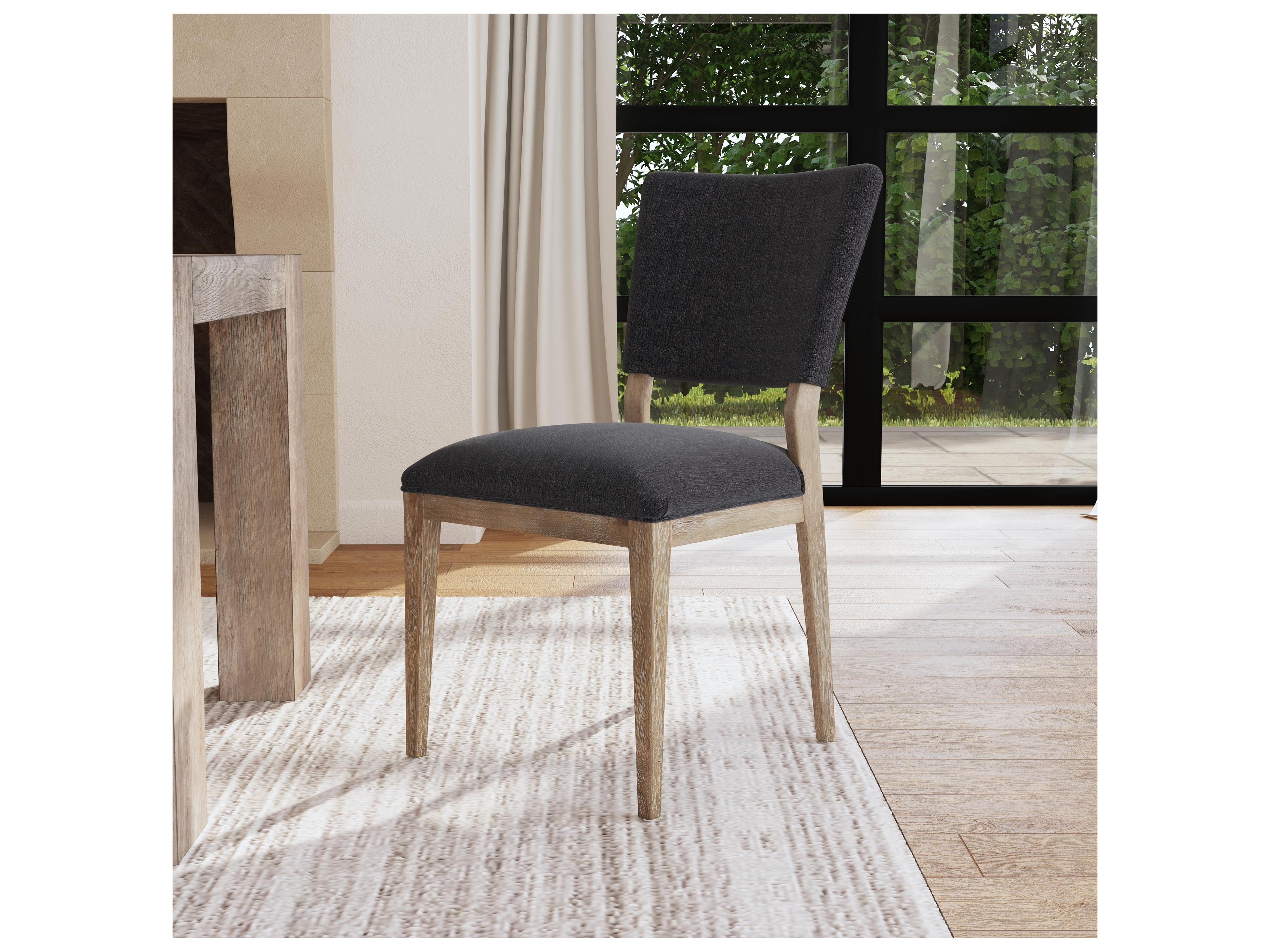 Classic Home Phillip Rubberwood Black Upholstered Armless Dining Chair Set of 2