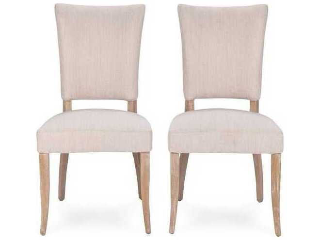 Classic Home Ronan Ash Wood Beige Upholstered Armless Dining Chair Set of 2