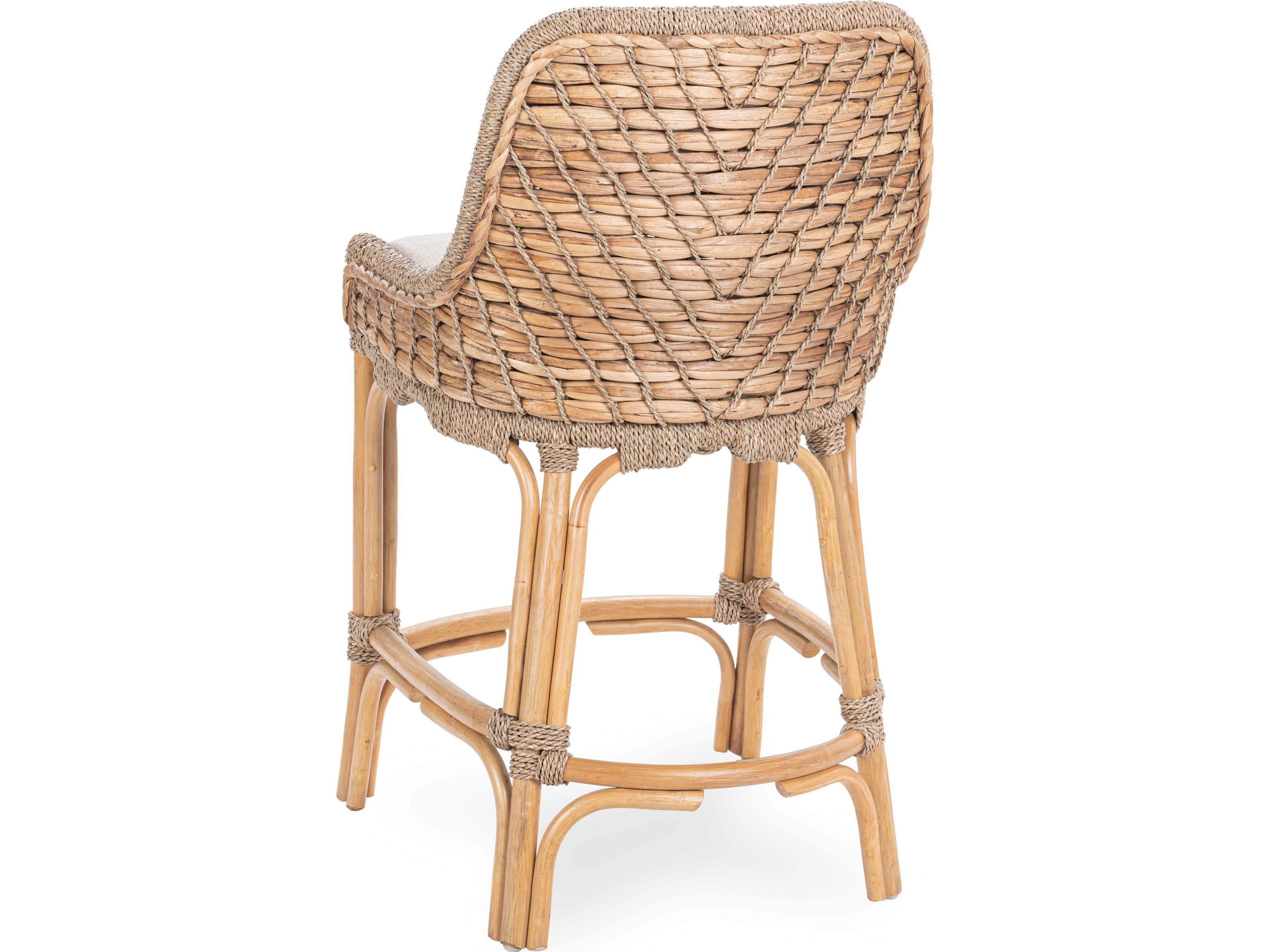 Classic Home Nuevo Natural Upholstered Rattan Counter Stool