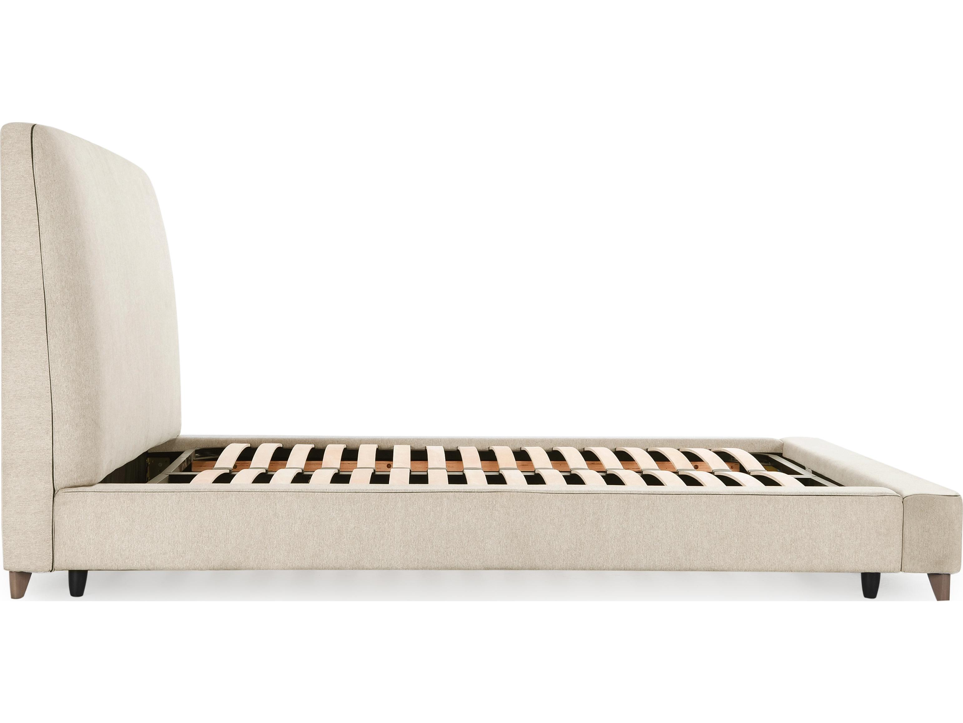 Classic Home Tate Cream White Acacia Wood Upholstered Queen Platform Bed