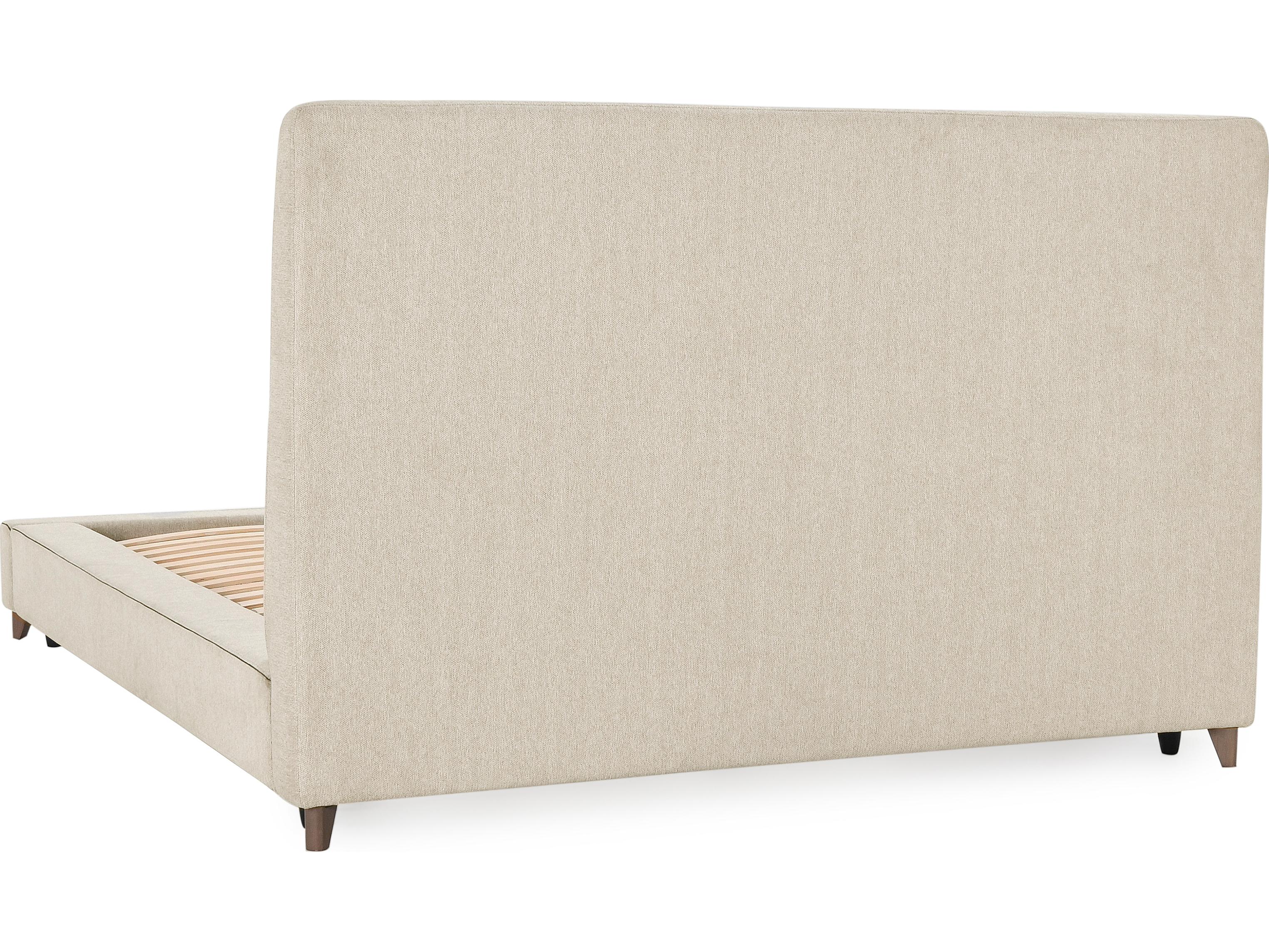 Classic Home Tate Cream White Acacia Wood Upholstered King Platform Bed